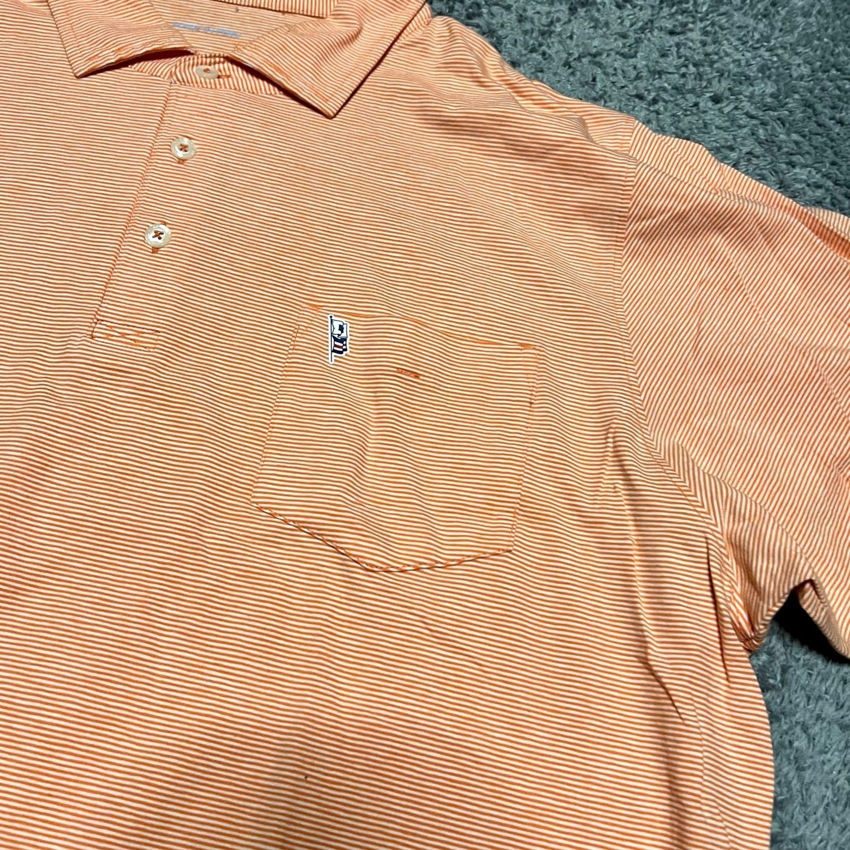 Vintage B Draddy Polo Shirt Mens Large Orange Striped Golf Pima Size US L / EU 52-54 / 3 - 2 Thumbnail