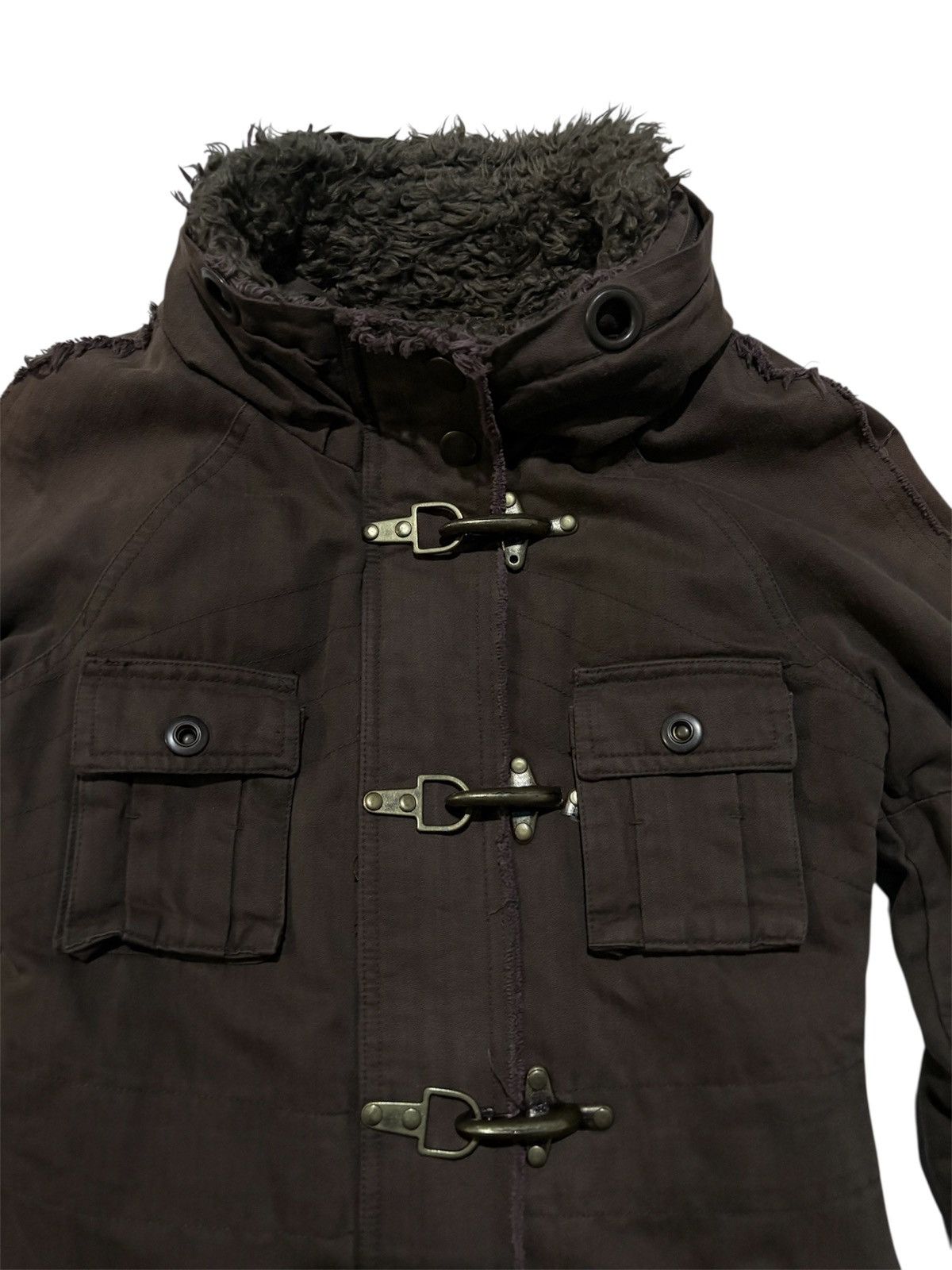 Tornado Mart Faux fur Parka fireman claps Bono Jacket Vkei gyaru style Size S / US 4 / IT 40 - 3 Thumbnail