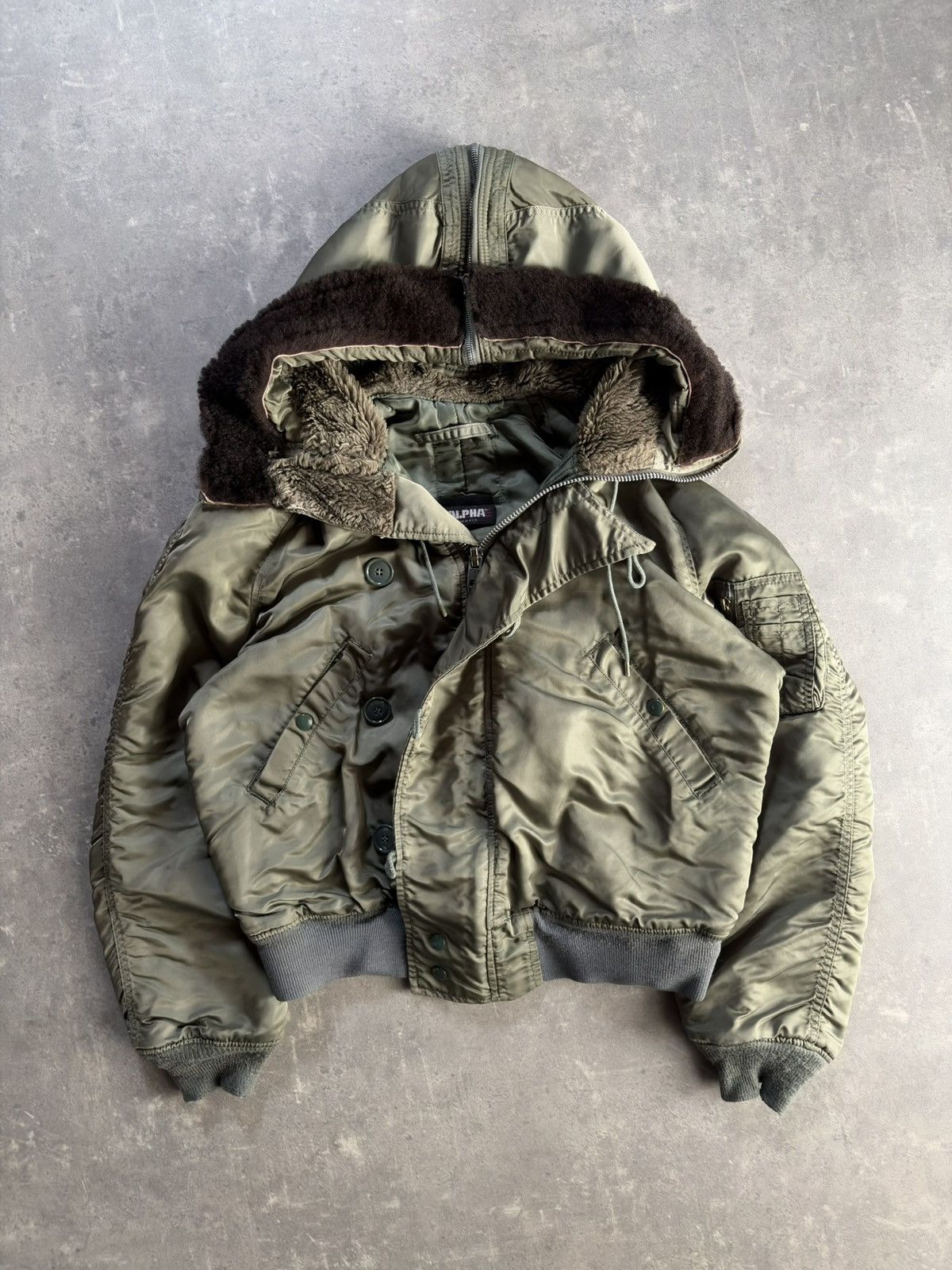 Alpha Industries 80s/90s Alpha Industries N-2B Hooded Vintage Bomber Jacket L Size US XL / EU 56 / 4 - 1 Thumbnail