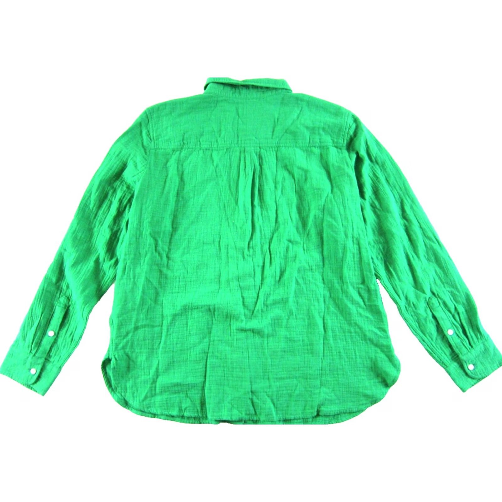 J.Crew J.CREW 100% Cotton Gauze Kelly Green Collared Long Sleeve Blouse XL Size XL / US 12-14 / IT 48-50 - 2 Thumbnail