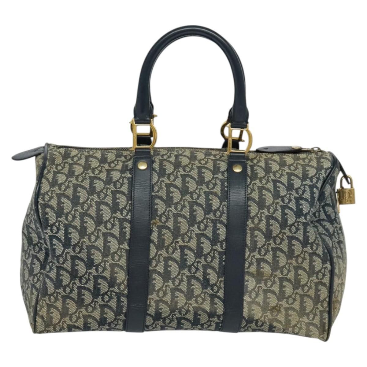 Dior DIOR Trotter Canvas Boston Bag Navy Gold Size ONE SIZE - 3 Thumbnail
