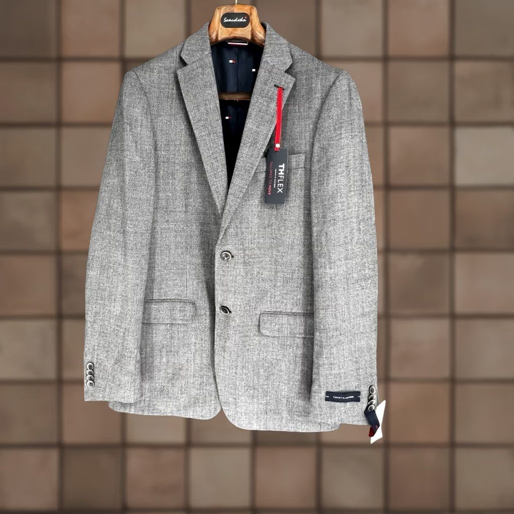 Tommy Hilfiger Tommy Hilfiger Sport Coat Jacket Gray 40 L Modern Fit Notch Lapel Double-Vented Plaid Wool Blend Formal Casual Mens Regular Blazer Coat Size 40R - 1 Thumbnail