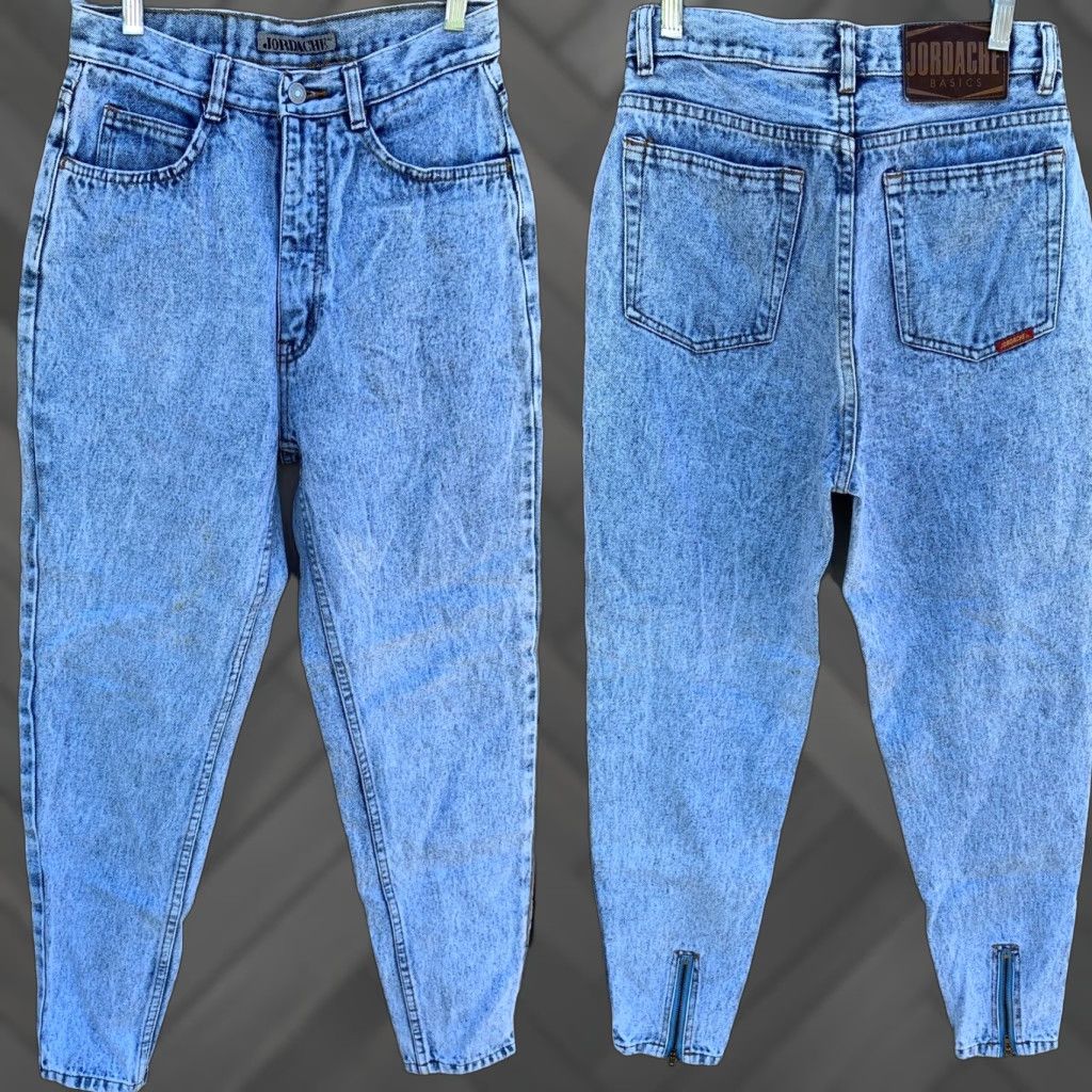 Jordache VINTAGE Jordache Jeans High Waist Tapered Leg Zipper Acid Wash 27 1/2” Waist 14 Blue Mens Jeans 1980s Jordache Size 36" / US 14 / IT 50 - 1 Thumbnail