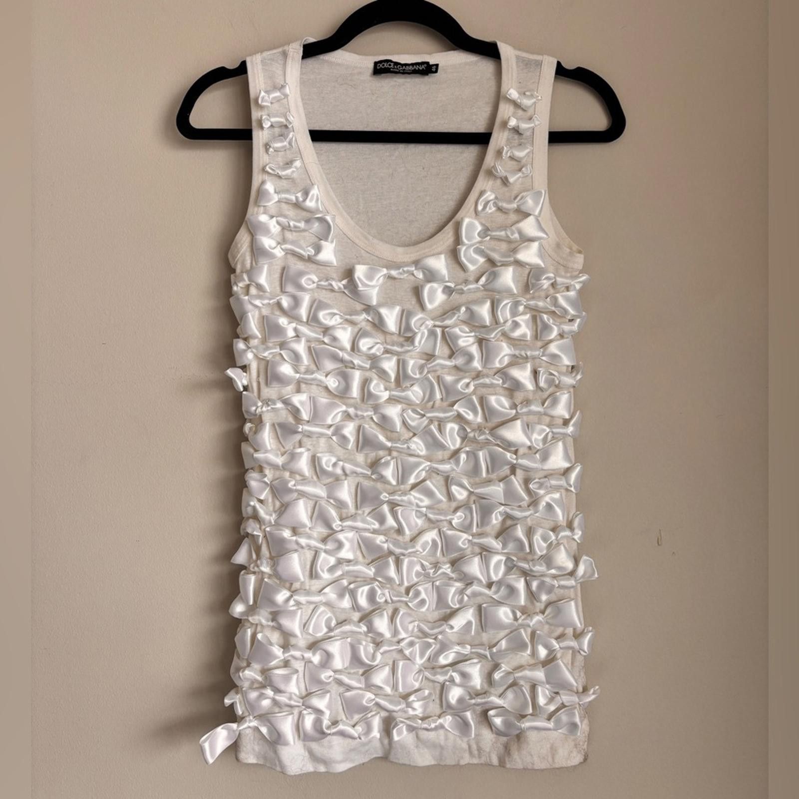 Dolce & Gabbana Dolce & Gabbana Ruffled White Sleeveless Tank Size L / US 10 / IT 46 - 1 Thumbnail