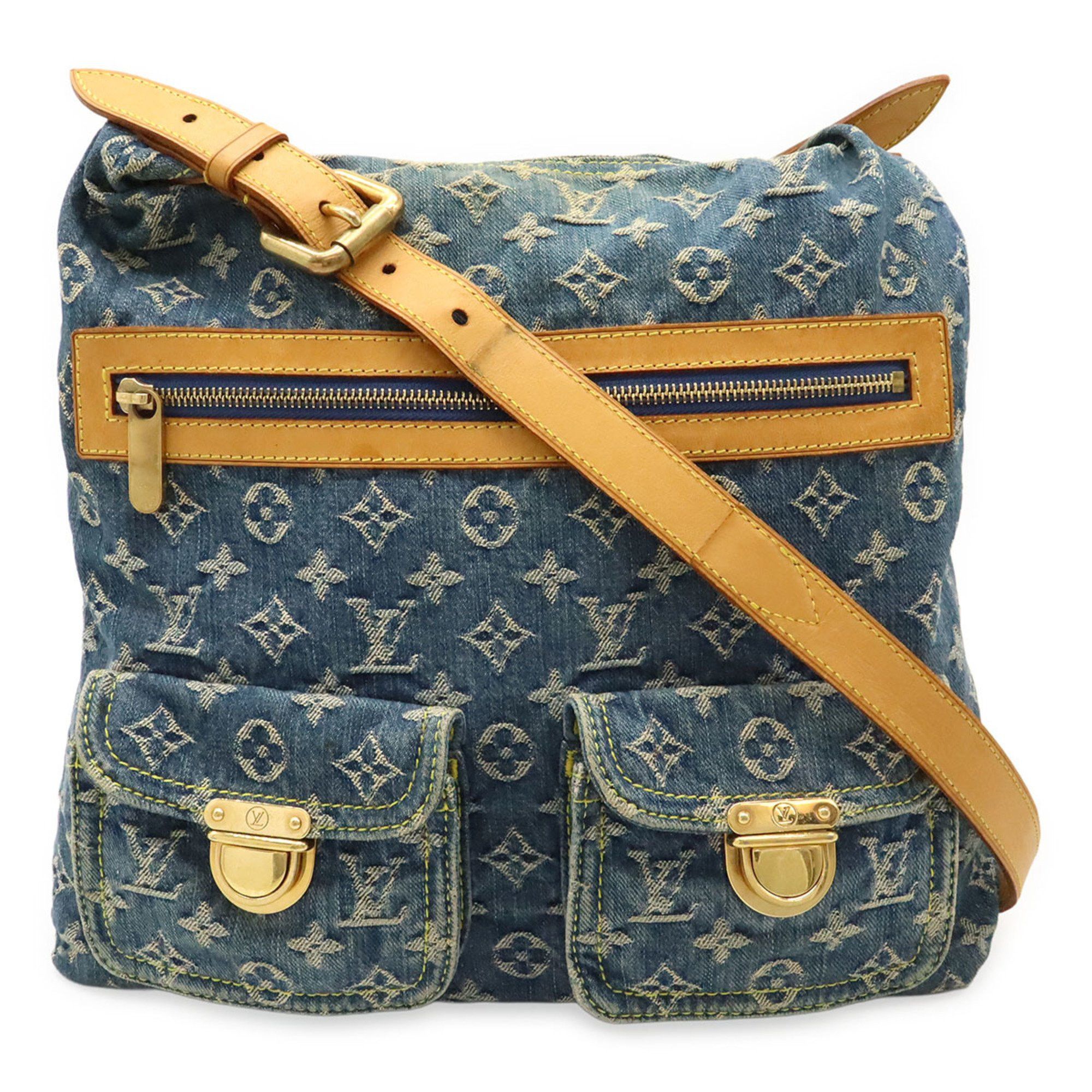 Louis Vuitton LOUIS VUITTON Monogram Denim Baggy GM Shoulder Bag with Long Strap, Blue, M95048 Size ONE SIZE - 1 Thumbnail