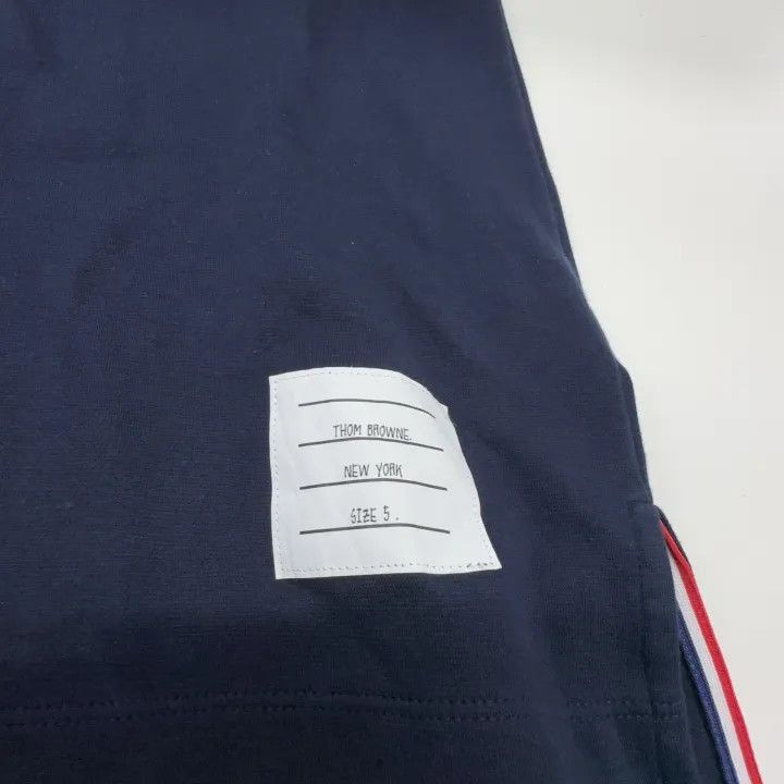 Thom Browne Thom Browne Navy Ribbed Detail Crewneck T-Shirt -2507 Size US XL / EU 56 / 4 - 1 Thumbnail