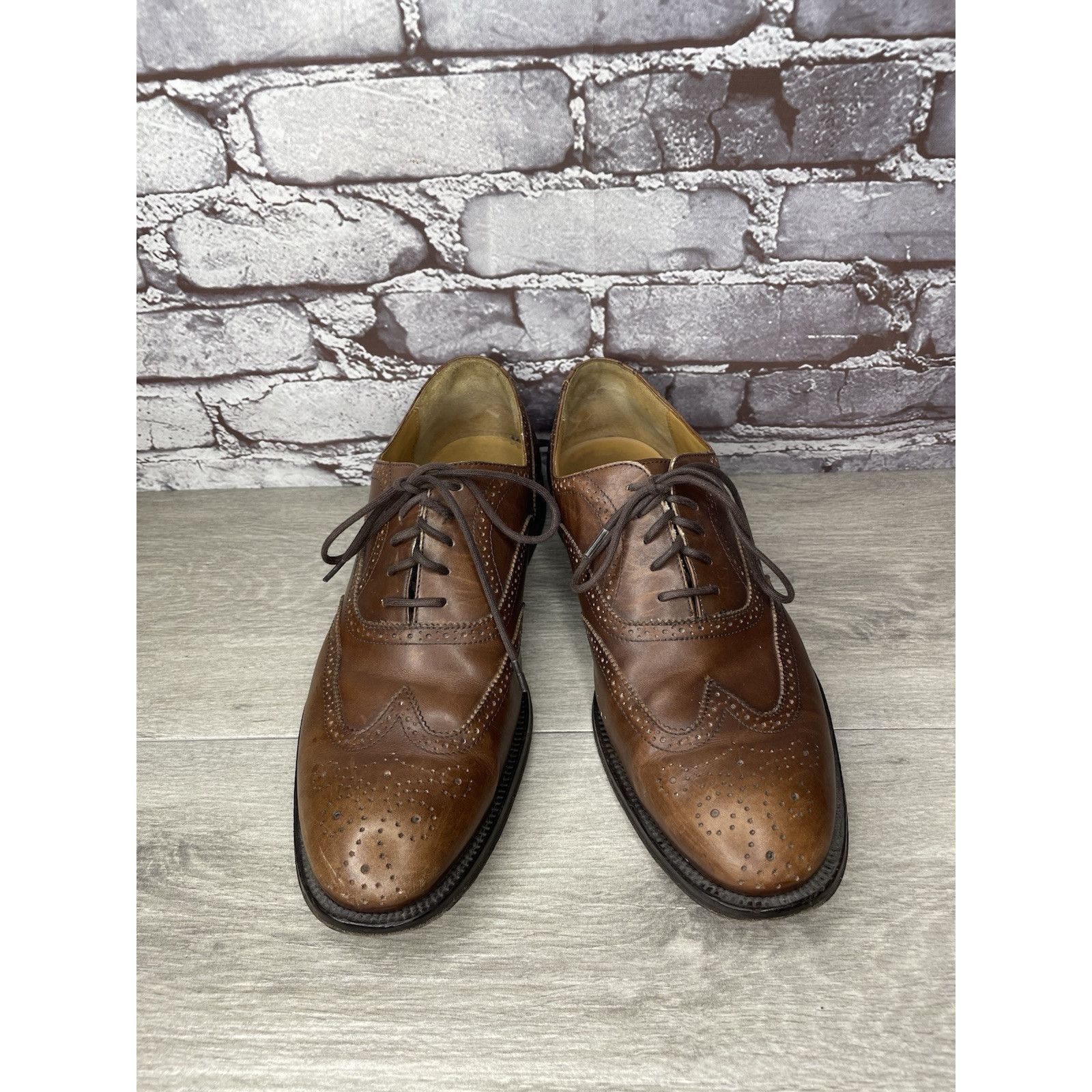 Lands' End Lands End Brown Leather WingTip Oxfords Lace Up Dress Shoes Size US 10.5 / EU 43-44 - 14 Thumbnail