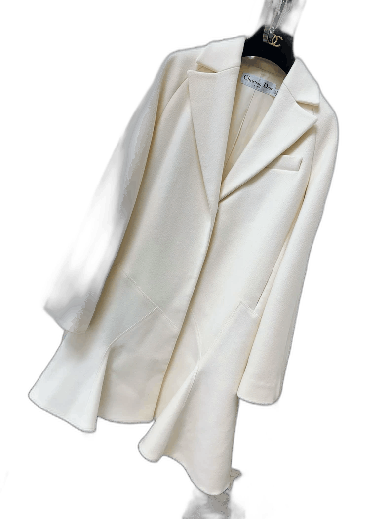 Dior Dior Beige Cashmere Coat with Ruffle Hem Size M / US 6-8 / IT 42-44 - 1 Thumbnail
