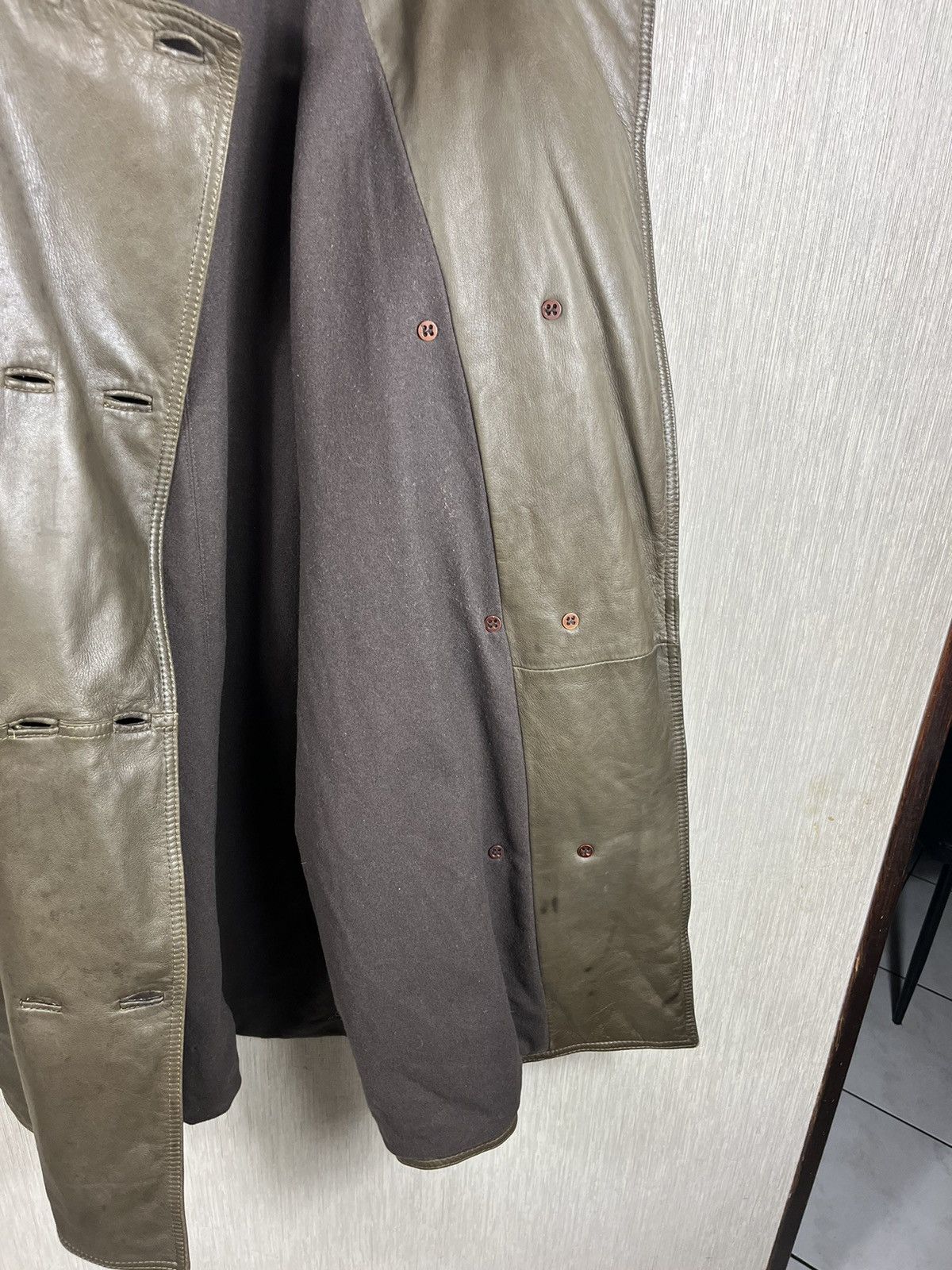Versace × Vintage Vintage Gianni Versace leather double-breasted coat jacket Size US XL / EU 56 / 4 - 22 Thumbnail