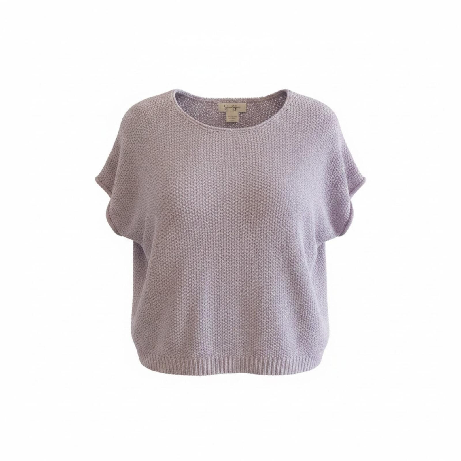 Other Short Sleeve Knit Sweater Top Lilac Sz L Pastel CottageCore Size L / US 10 / IT 46 - 1 Thumbnail