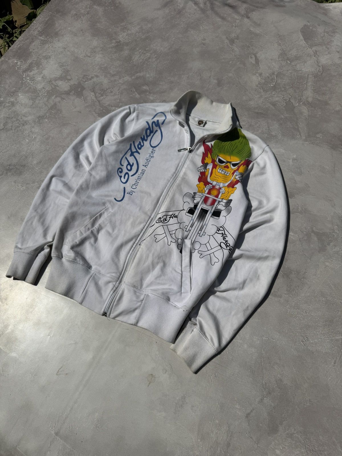 Ed Hardy Vintage Ed Hardy Biker Jesus Logo Distressed Zip Jacket Size M / US 6-8 / IT 42-44 - 3 Thumbnail