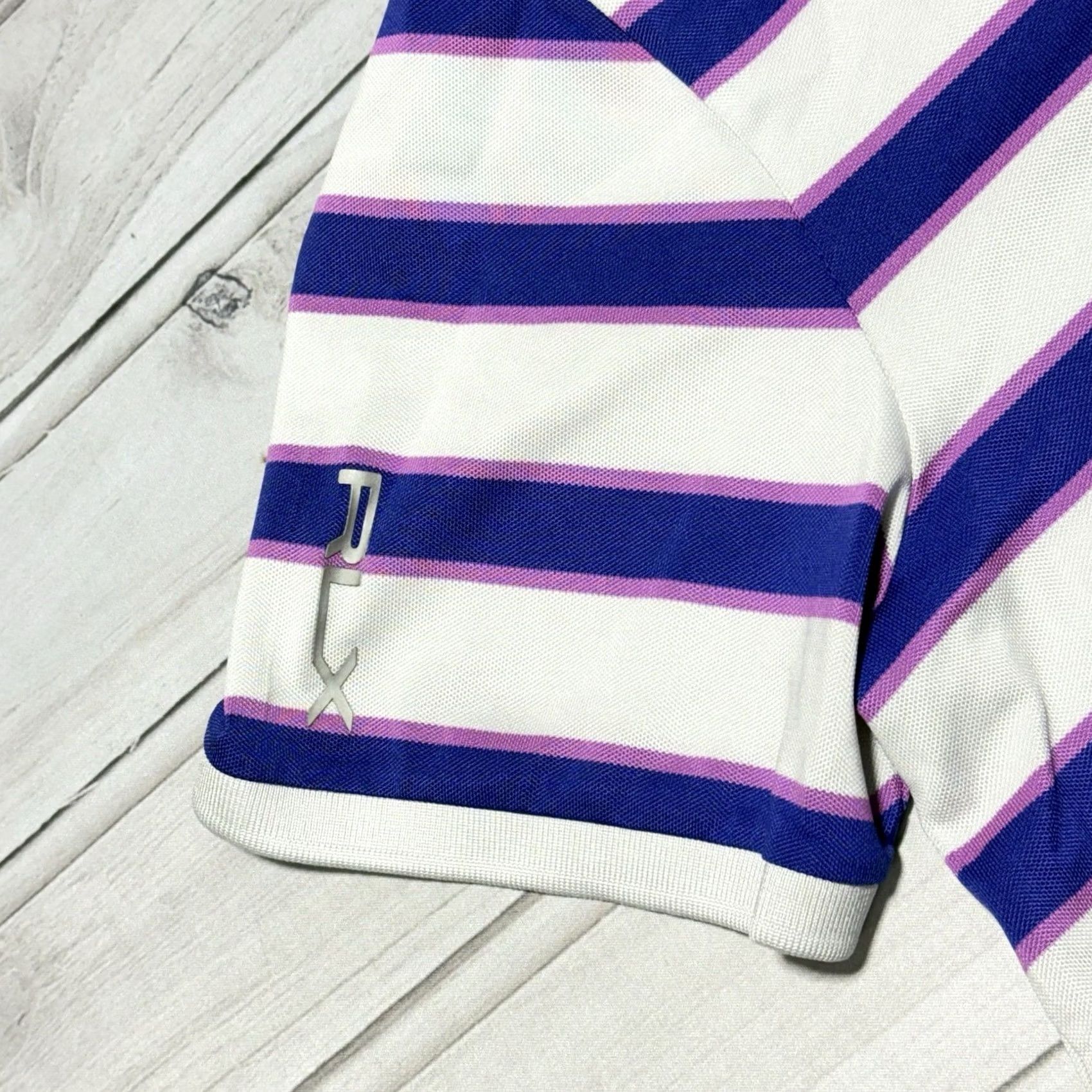 RLX Ralph Lauren RLX Ralph Lauren Polo Shirt XL White Blue Purple Stripe Golf Size US XL / EU 56 / 4 - 4 Thumbnail