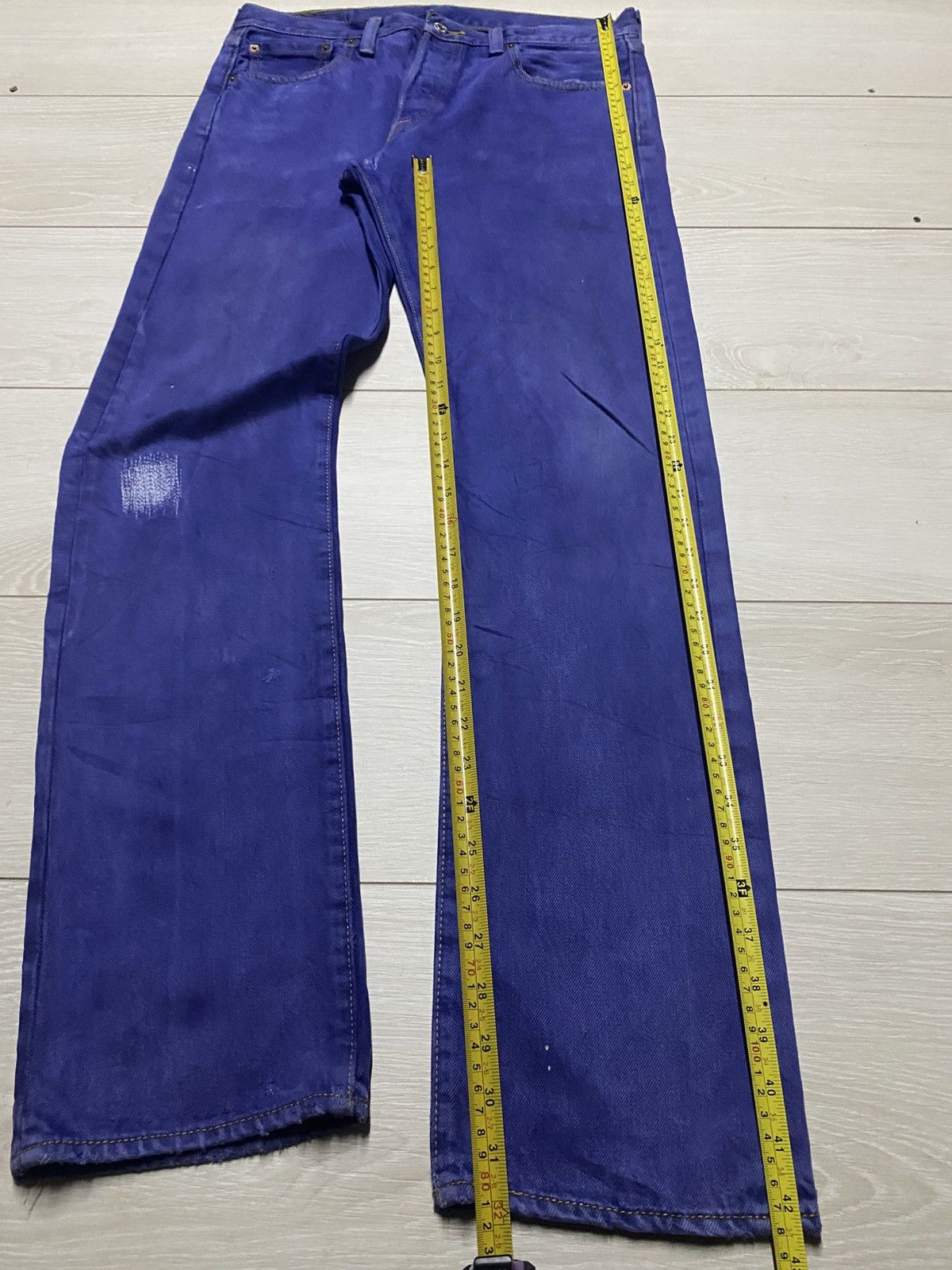 Levi's Vintage Levis 501 Y2K Blue Wash Distressed Slim Fit Jeans Size US 33 - 17 Thumbnail