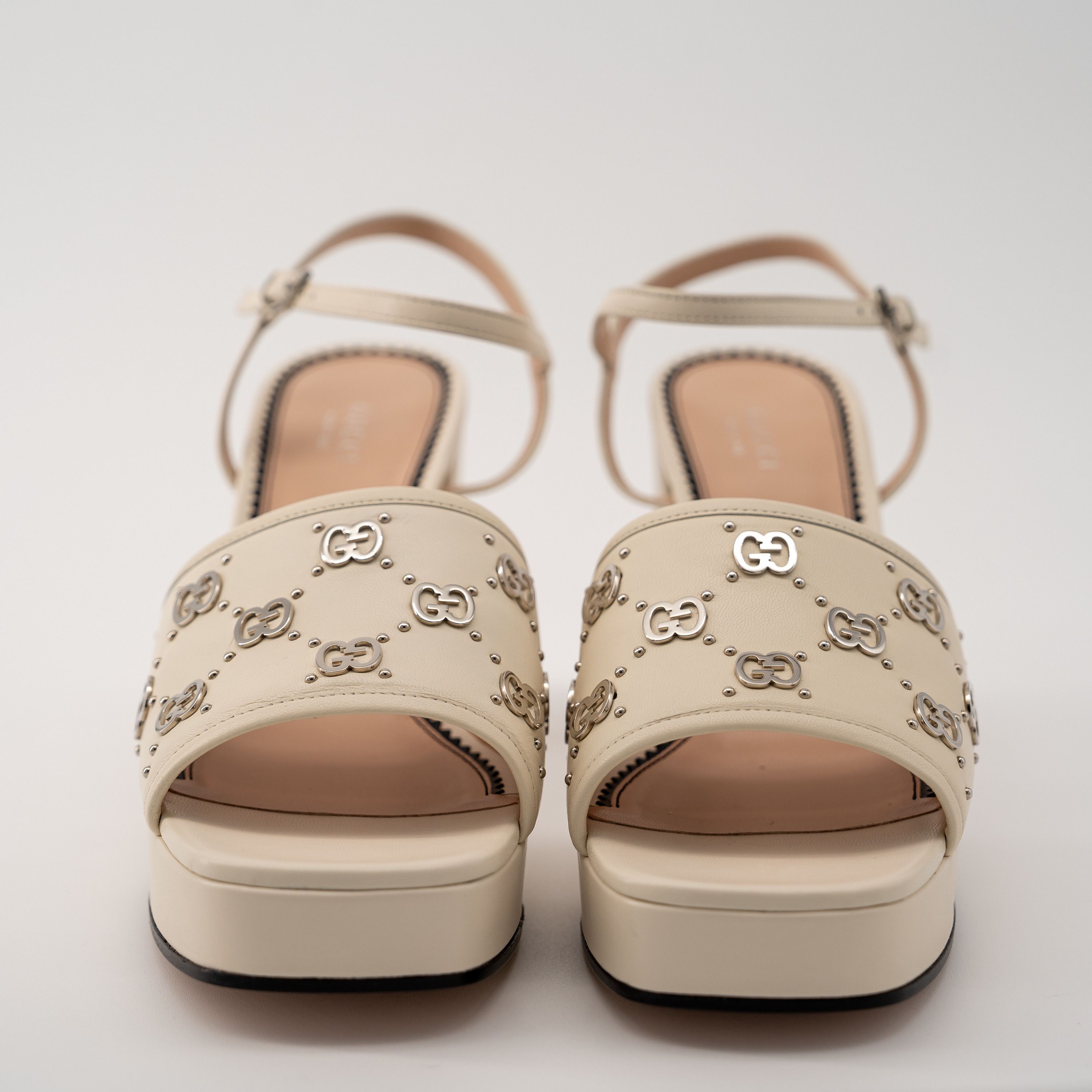 Gucci US 11.5 Gucci GG Studs Strap Sandals White Cream Leather Size US 11.5 / IT 41.5 - 2 Thumbnail