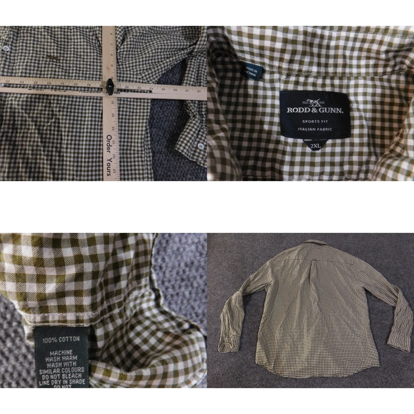 Rodd & Gunn Rodd & Gunn Shirt Mens 2XL Green Gingham Button-Down Italian Fabric Long Sleeve Size US XXL / EU 58 / 5 - 8 Thumbnail
