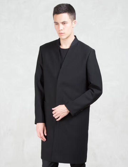 Lad Musician SS16 wool gabardine collarless long jacket | Grailed