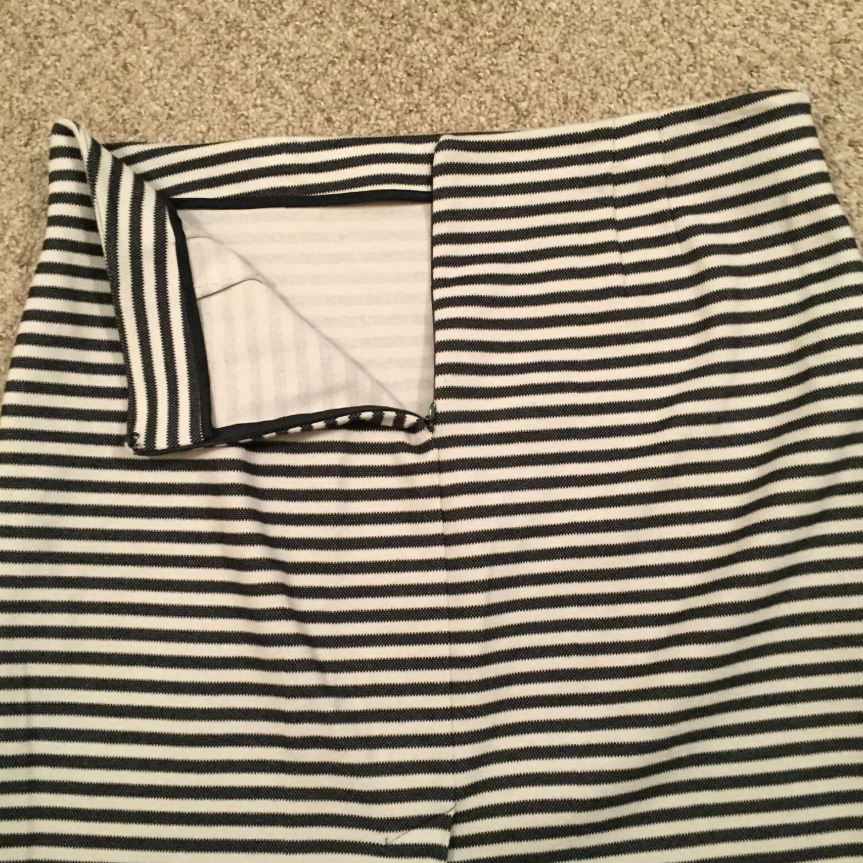 Talbots Talbots Skirt Pencil Women Size 16 Gray Blue Striped Unlined Short Cotton Blend Slit Regular Size 38" / US 16 / IT 52 - 7 Thumbnail