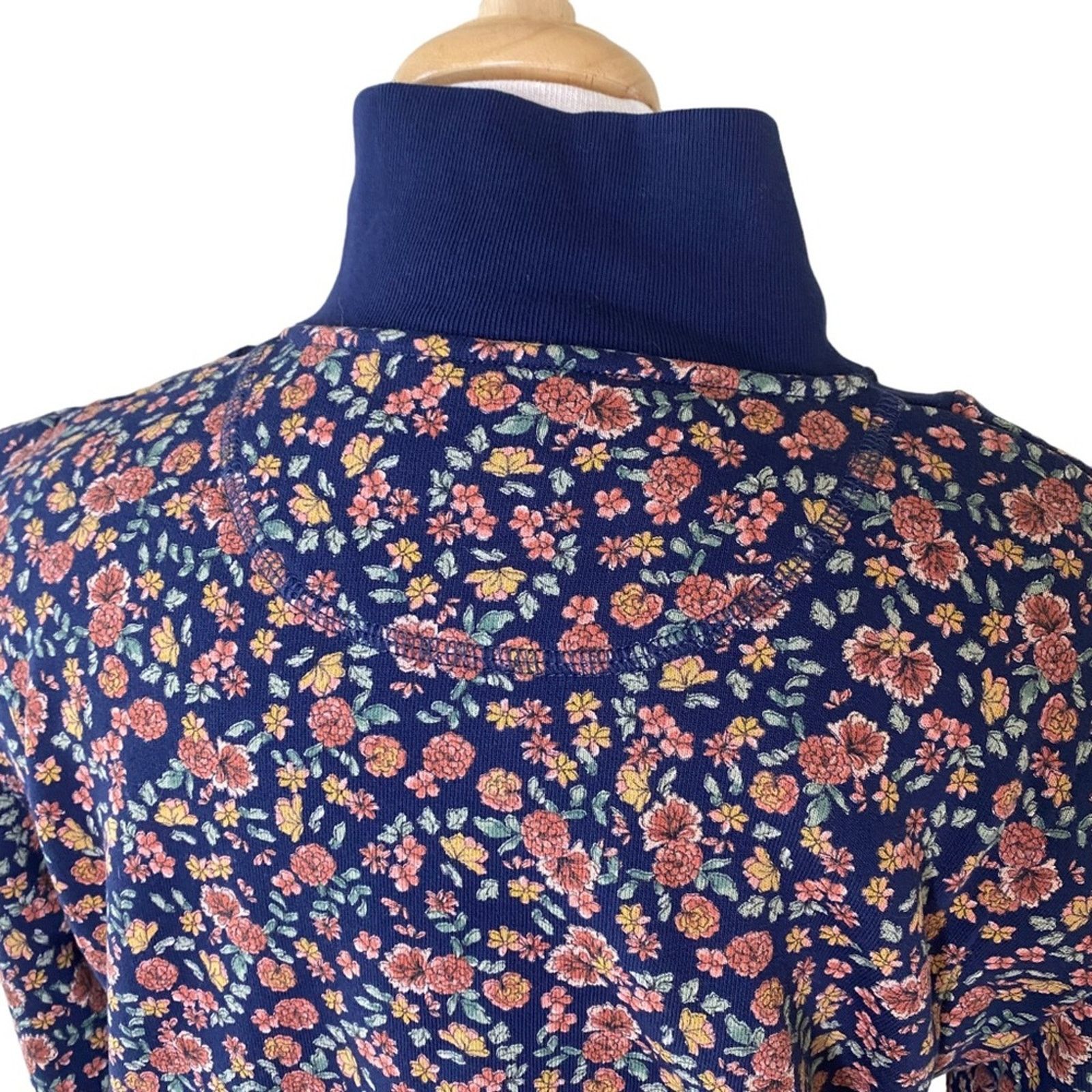Veronica Beard Dylan Floral Half ZipSweatshirt Navy Multi