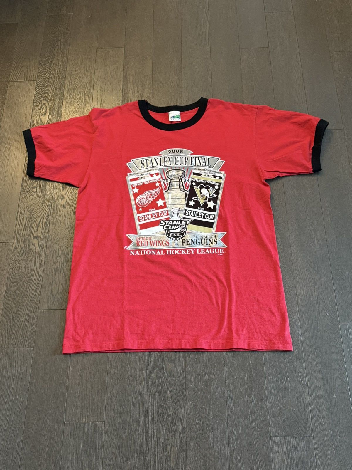 NHL Y2K NHL Red Wings Ringer Tee Size US XL / EU 56 / 4 - 1 Thumbnail