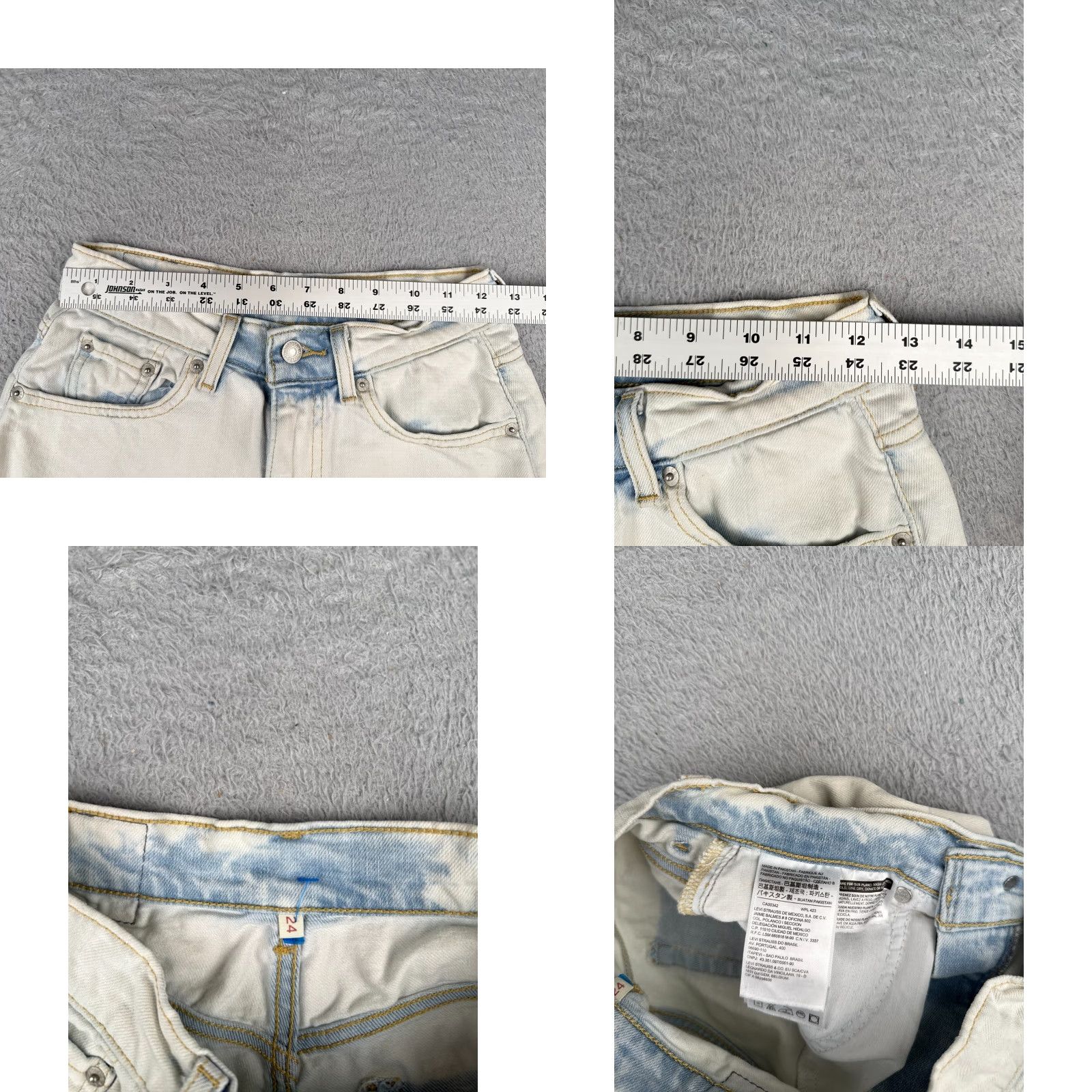 Levi's VINTAGE Levis Shorts Women Blue Acid Wash Cut Off Rolled Hem Mid Rise 24x2 80s Cross Mens? Size 42" / US 20 - 8 Thumbnail