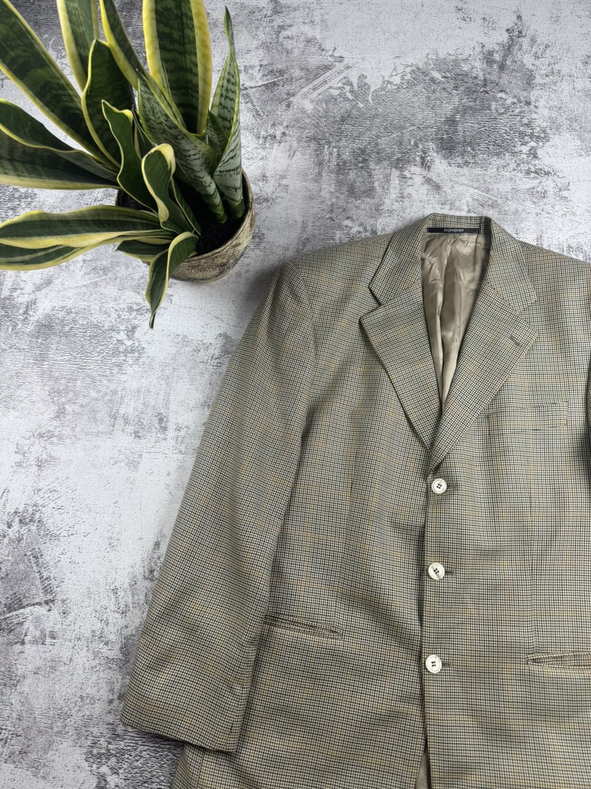 Yves Saint Laurent Yves Saint Laurent YSL Men’s Houndstooth Size 52 Classic Blazer Suit Jacket Size 52R - 5 Thumbnail