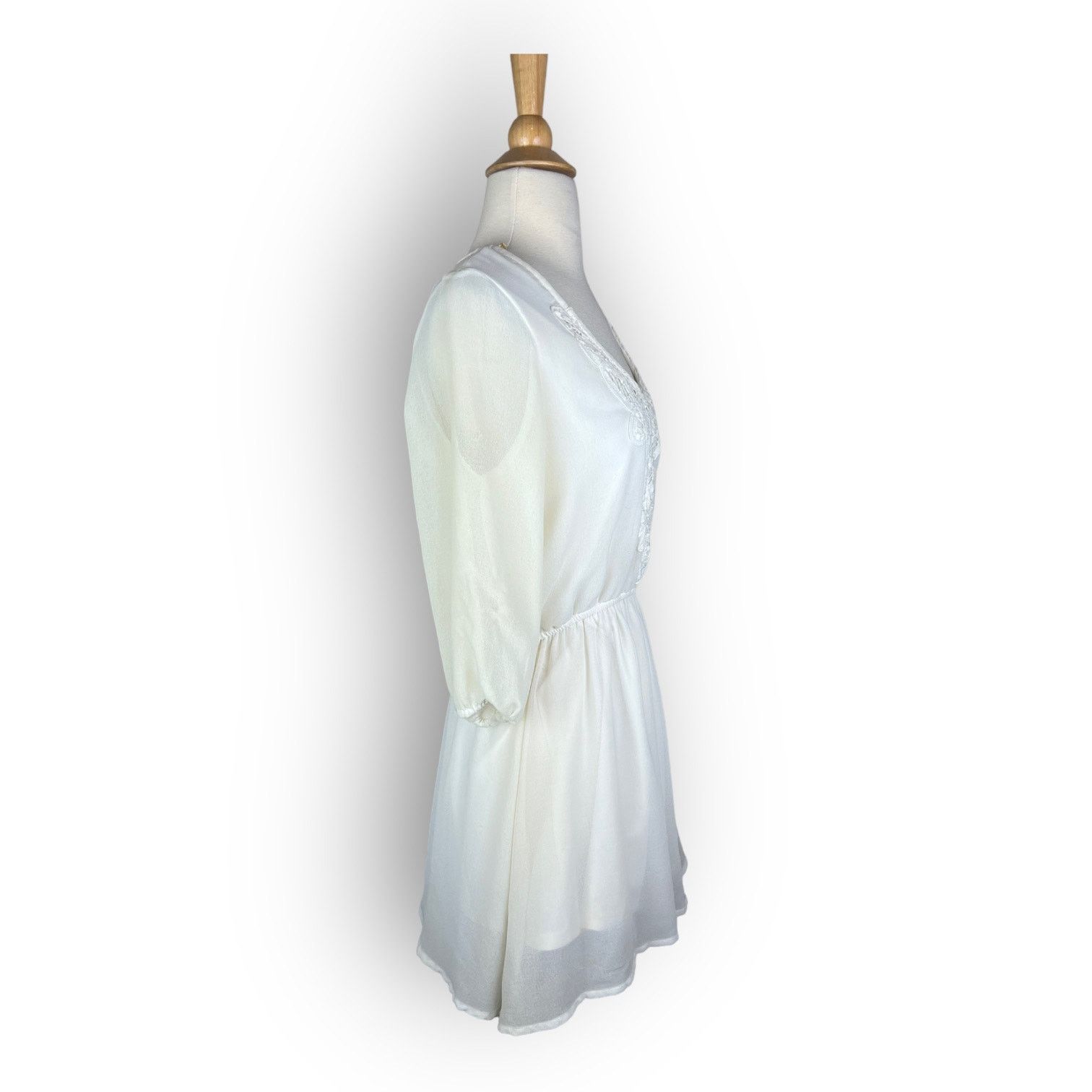 Macys Want & Need Mini Embroidered Boho Dress | Small Sheer Lined Size S / US 4 / IT 40 - 2 Thumbnail