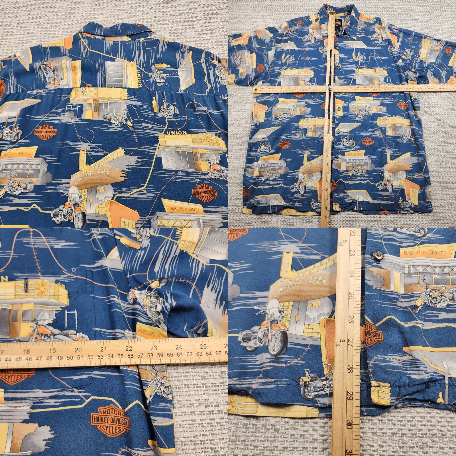 Harley Davidson VINTAGE Harley-Davidson Shirt Mens Large Blue Hawaiian Aloha Tori Richard 90s Size US L / EU 52-54 / 3 - 8 Thumbnail