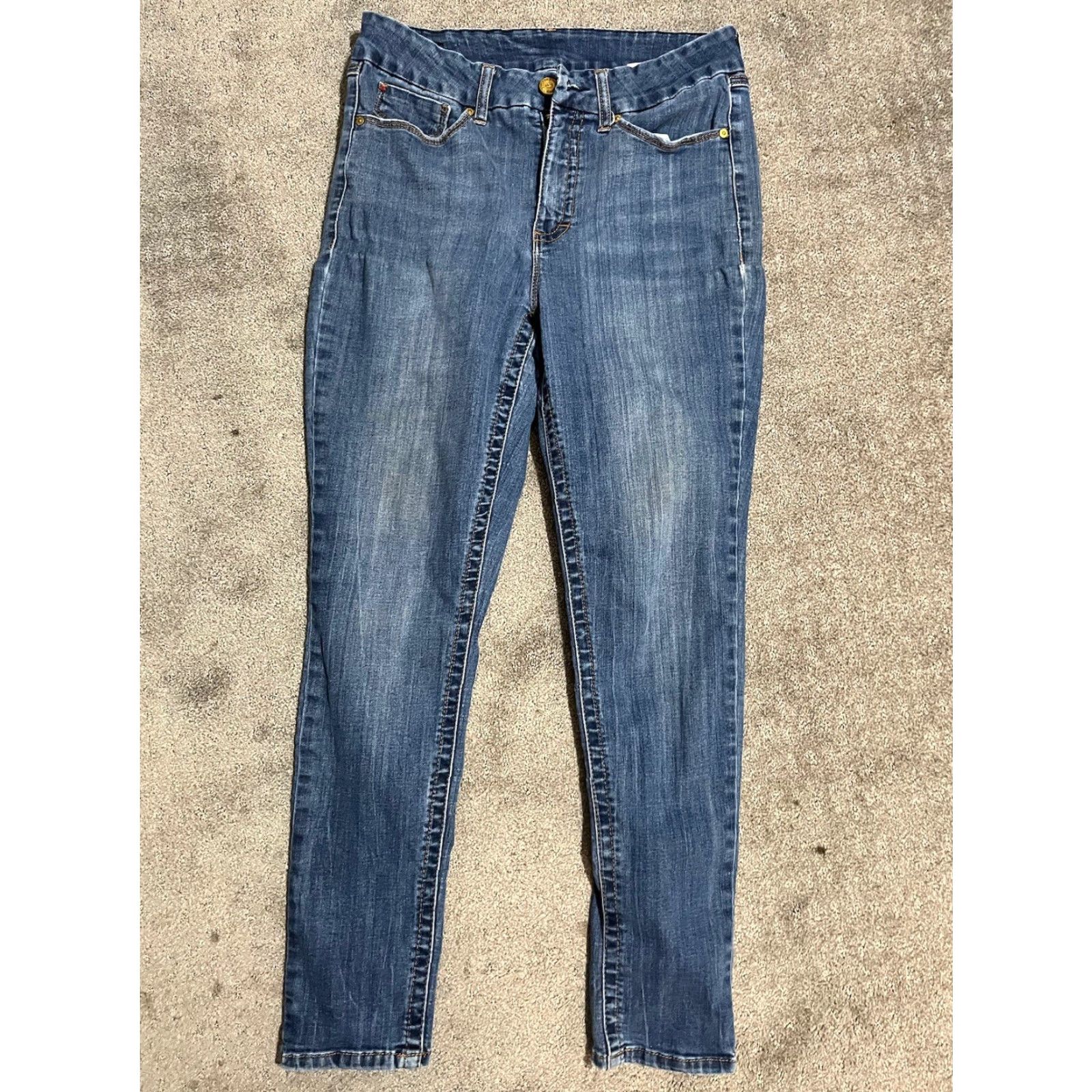 Vintage Seven7 Jeans Women’s 12 Plus Skinny Distress Blue Denim 5-Pocket Tummyless Slim Rise 10 in 31 in Inseam Size 34" / US 12 / IT 48 - 4 Thumbnail