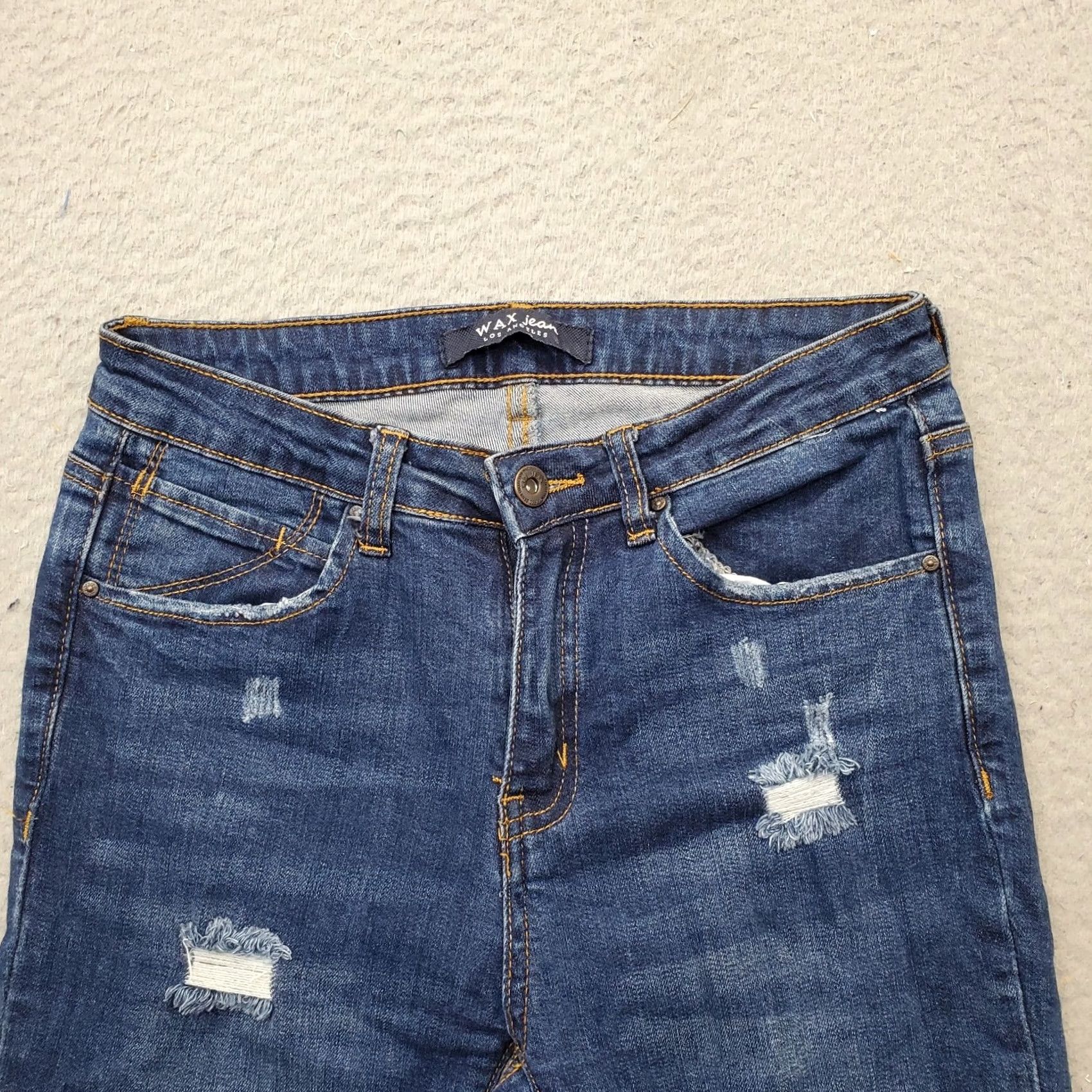 Vintage WAX JEAN Women 5 Denim Blue 5-Pocket Design Straight Leg Dark Wash Jeans XS: Womens Size 5 Blue Denim Straight Size 27" / US 4 / IT 40 - 6 Thumbnail