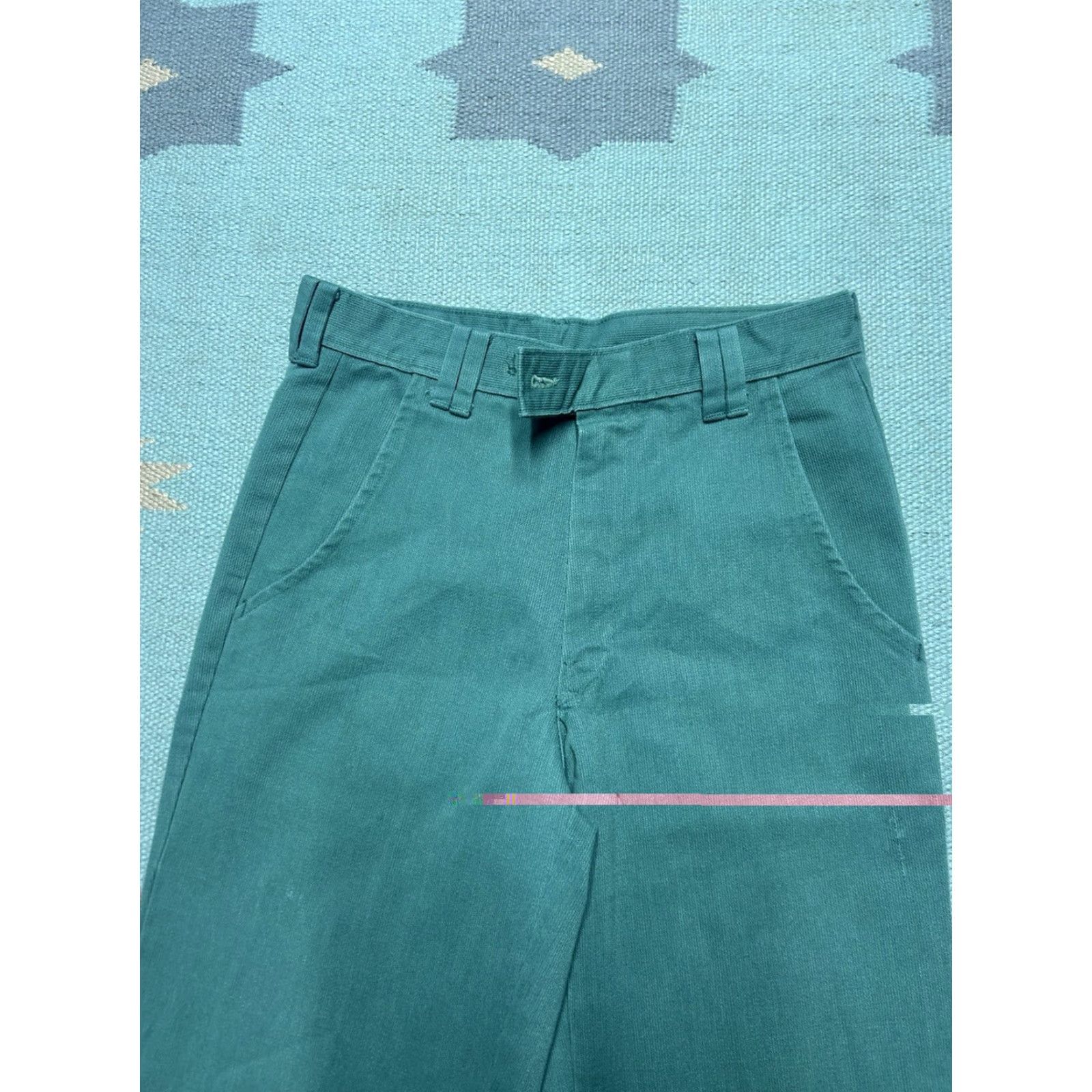 Altea VINTAGE 1960s pique pants micro corduroy teal turquoise tapered leg 26x31 Women Pants 26 Regular Size 26" / US 2 / IT 38 - 4 Thumbnail