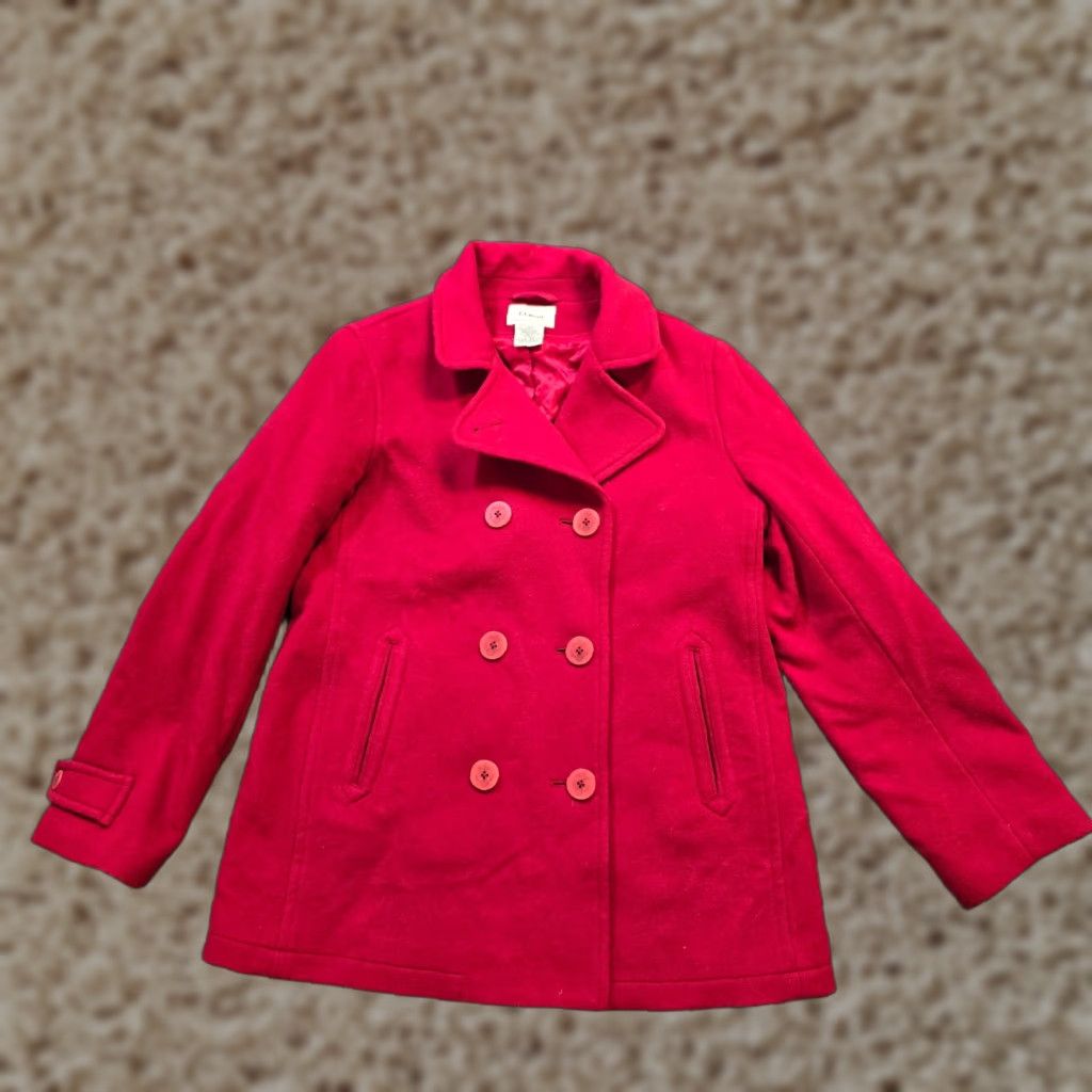 Vintage VINTAGE LL Bean Jacket Womens 12 Red Pea Coat Lambswool Button Heavy Classic Nautical Women Size XL / US 12-14 / IT 48-50 - 1 Thumbnail