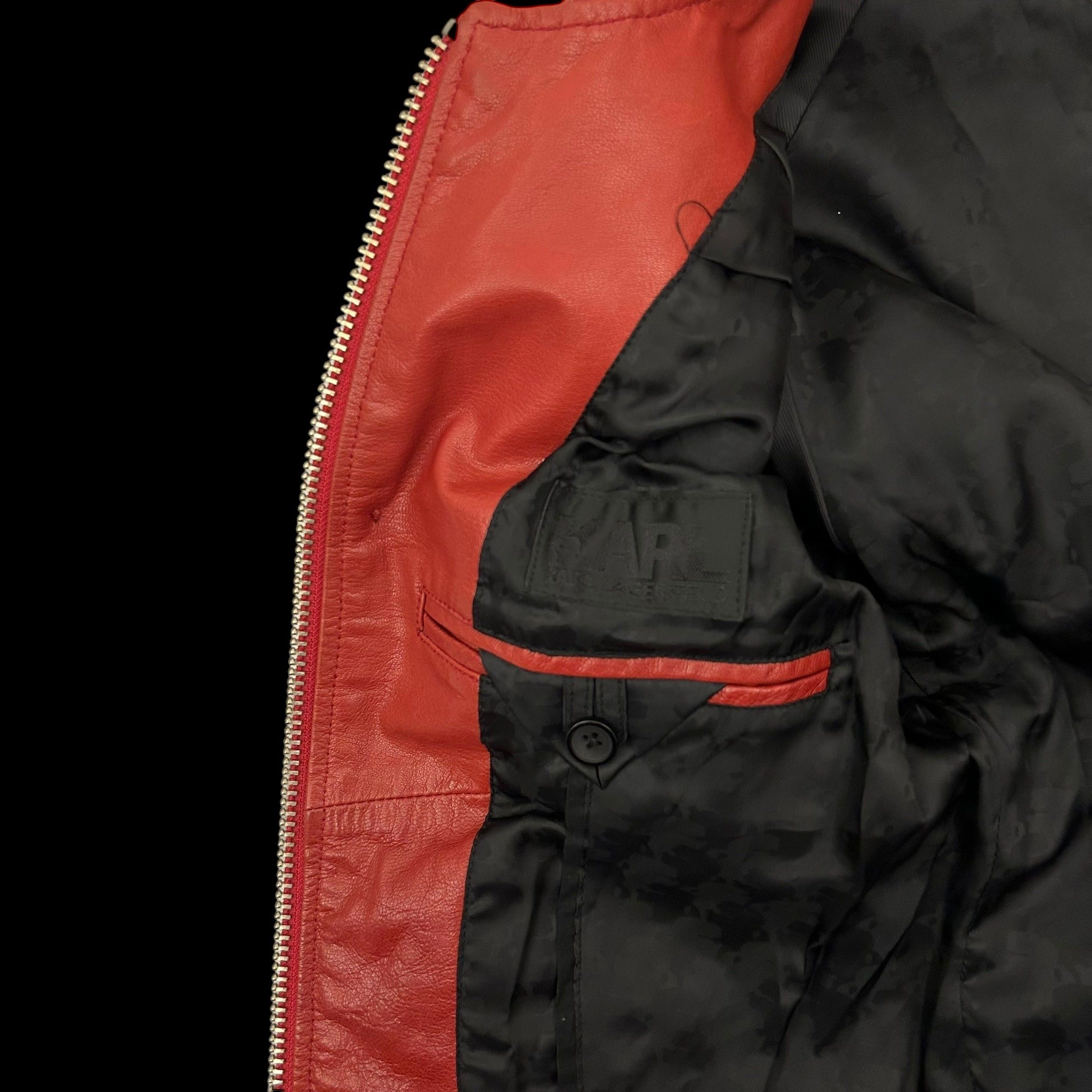 Karl Lagerfeld Karl Lagerfeld Goat Leather Biker Jacket Red (Fits M Womens) Size M / US 6-8 / IT 42-44 - 4 Thumbnail