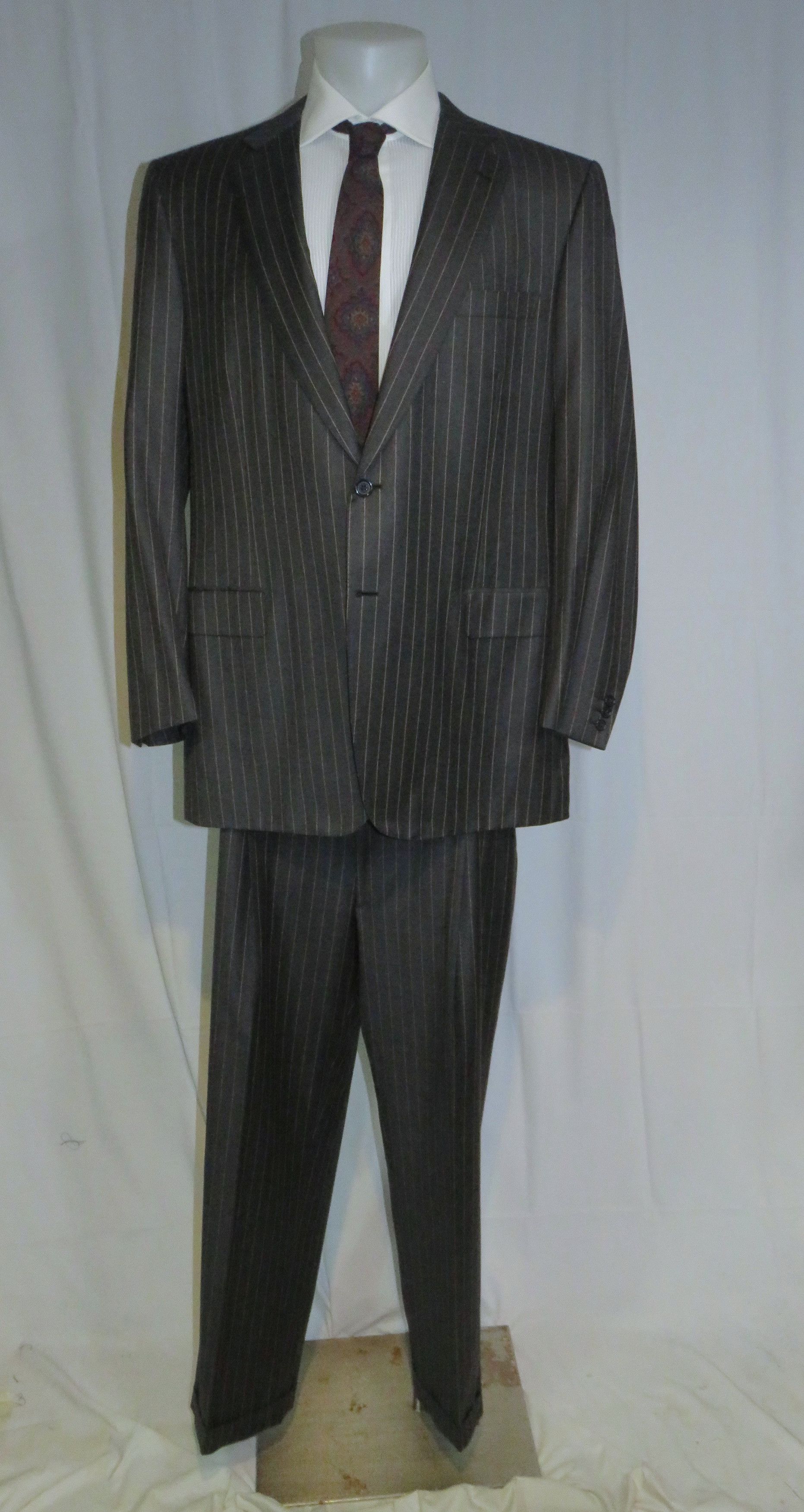 Brioni Pincio Super 150 Charcoal Stripe Two Button Suit 46L Size 46L - 1 Thumbnail