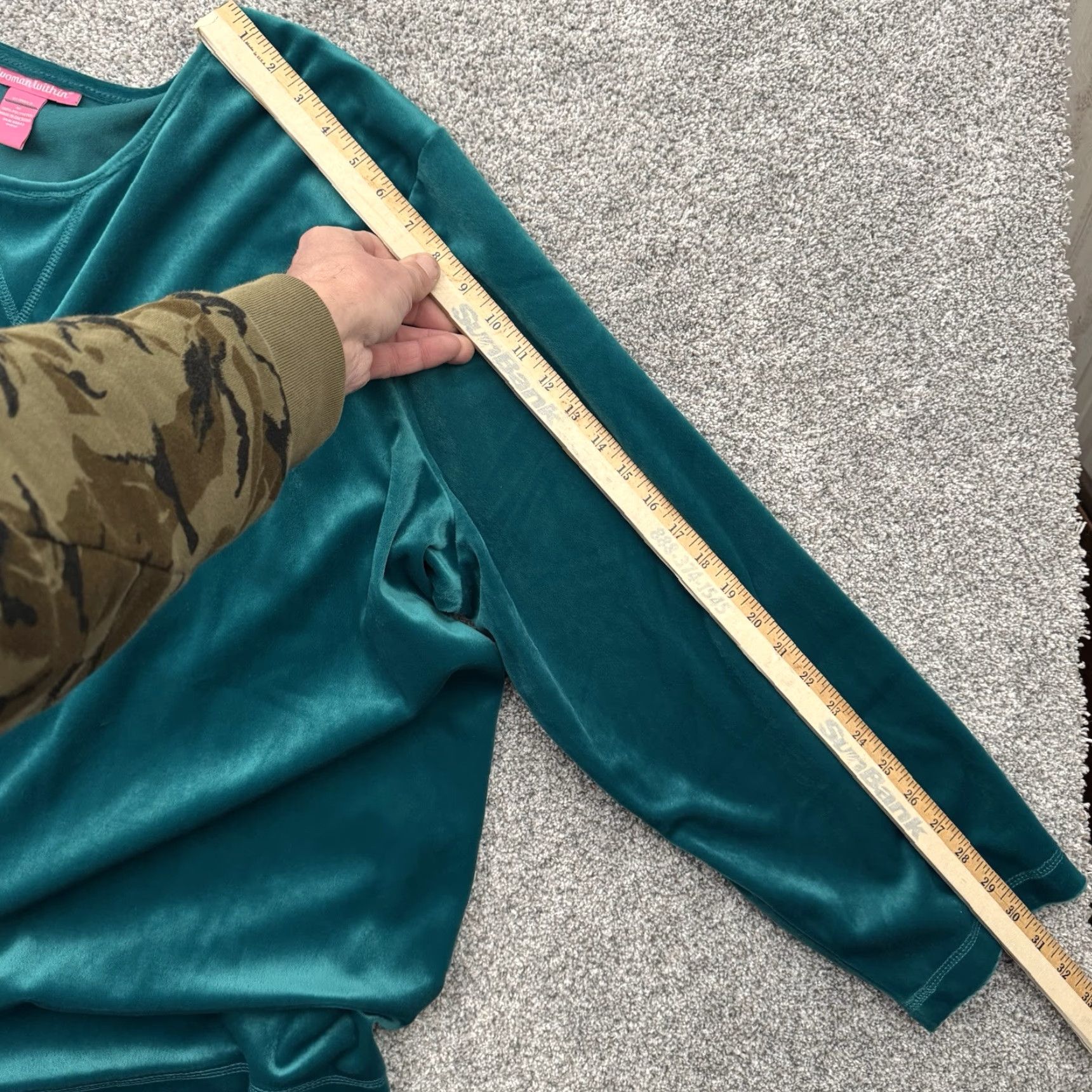 Vintage Woman Within Velour Top Plus 4X Green Round Neck Long Sleeve Pullover Blouse Casual Womens Christmas Weekend Casual Chic Size XXL / US 16-18 / IT 52-54 - 4 Thumbnail
