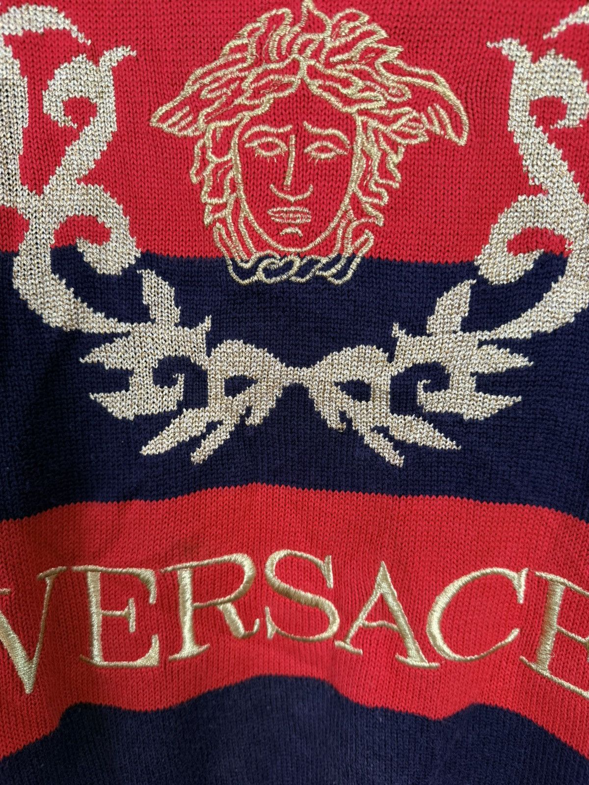 Versace Vintage Versace Medusa Knit Sweater Embroidered Logo Luxury Size 38S - 4 Thumbnail