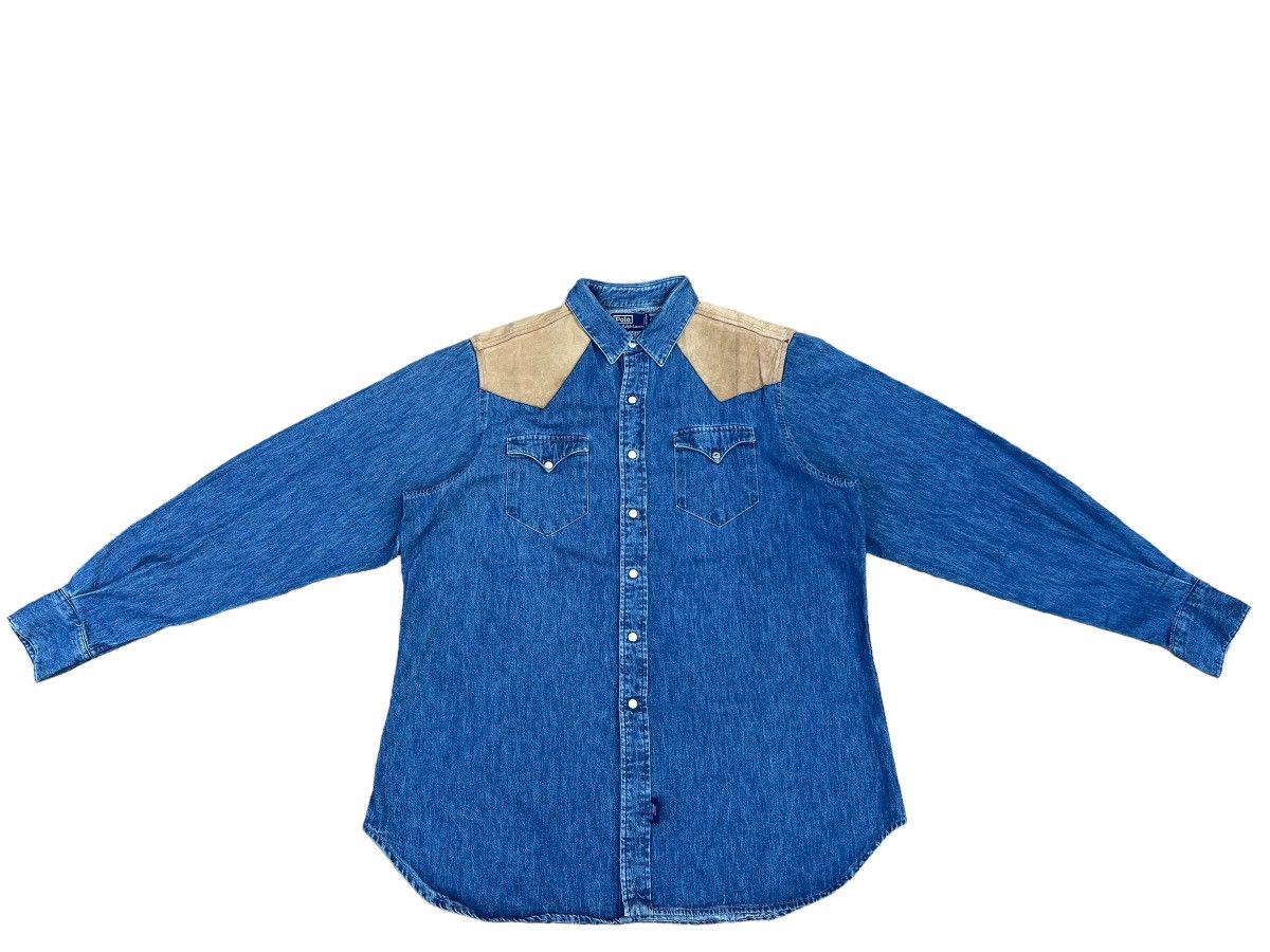 Vintage 90s Polo Ralph Lauren Hybrid Denim Western Shirt
