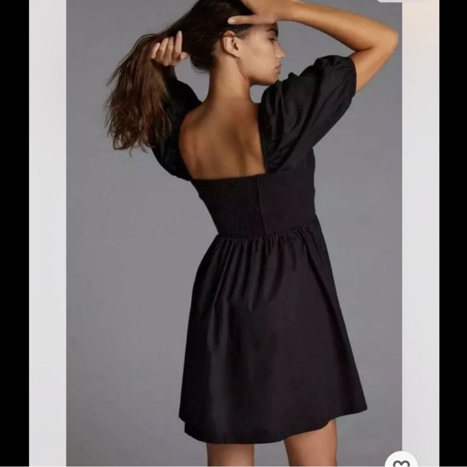 Anthropologie Anthropologie Maeve Puff Sleeve Black Mini Dress Size L NWT Size L / US 10 / IT 46 - 2 Thumbnail
