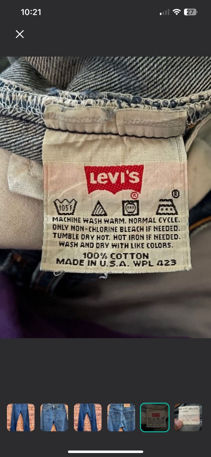 Jean Vintage 90s Levi's 501 Faded Blue Jeans Made in USA Size 28" / US 6 / IT 42 - 5 Thumbnail