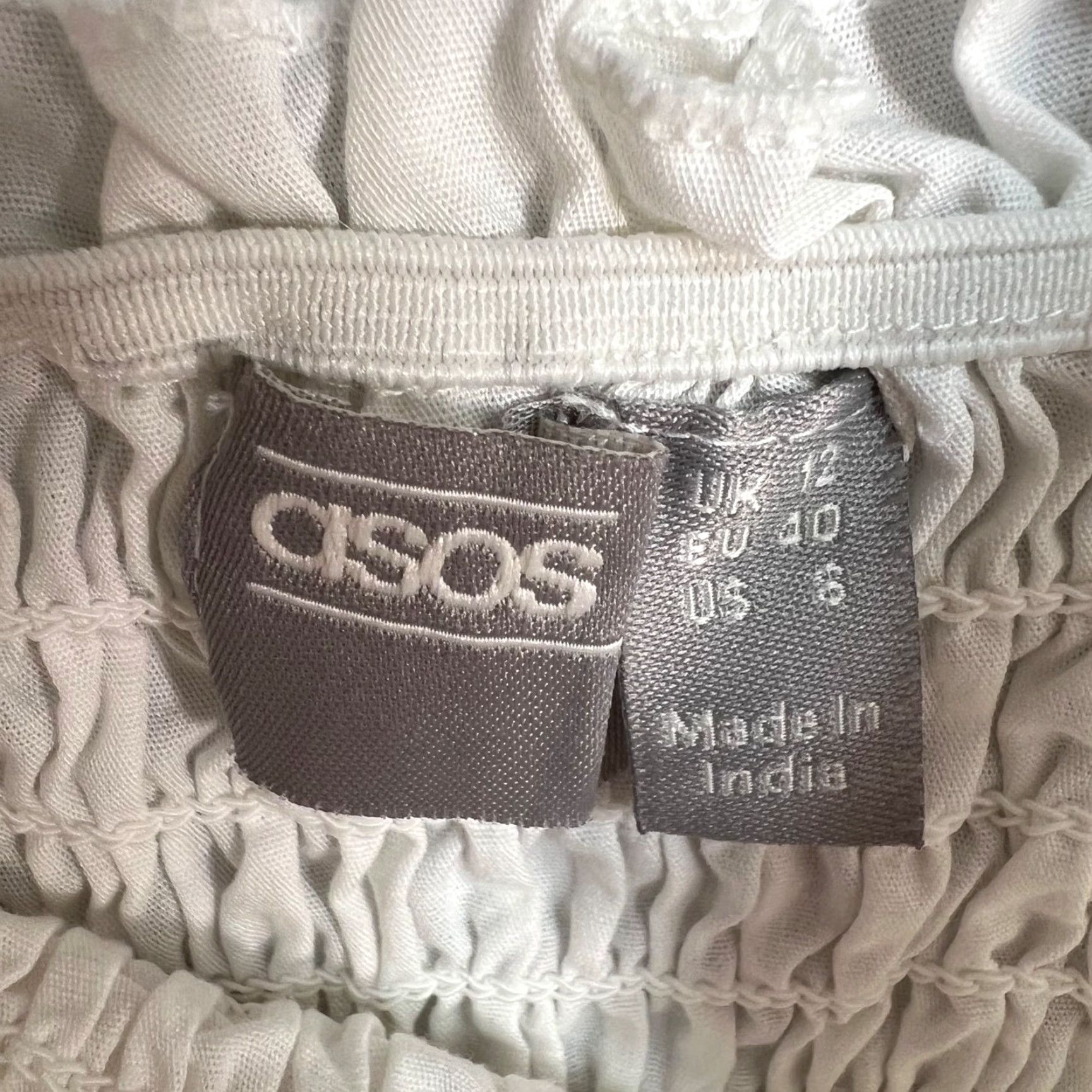 Asos ASOS Womens Size 8 White Puff Sleeve Smocked Mini Dress Size M / US 6-8 / IT 42-44 - 3 Thumbnail