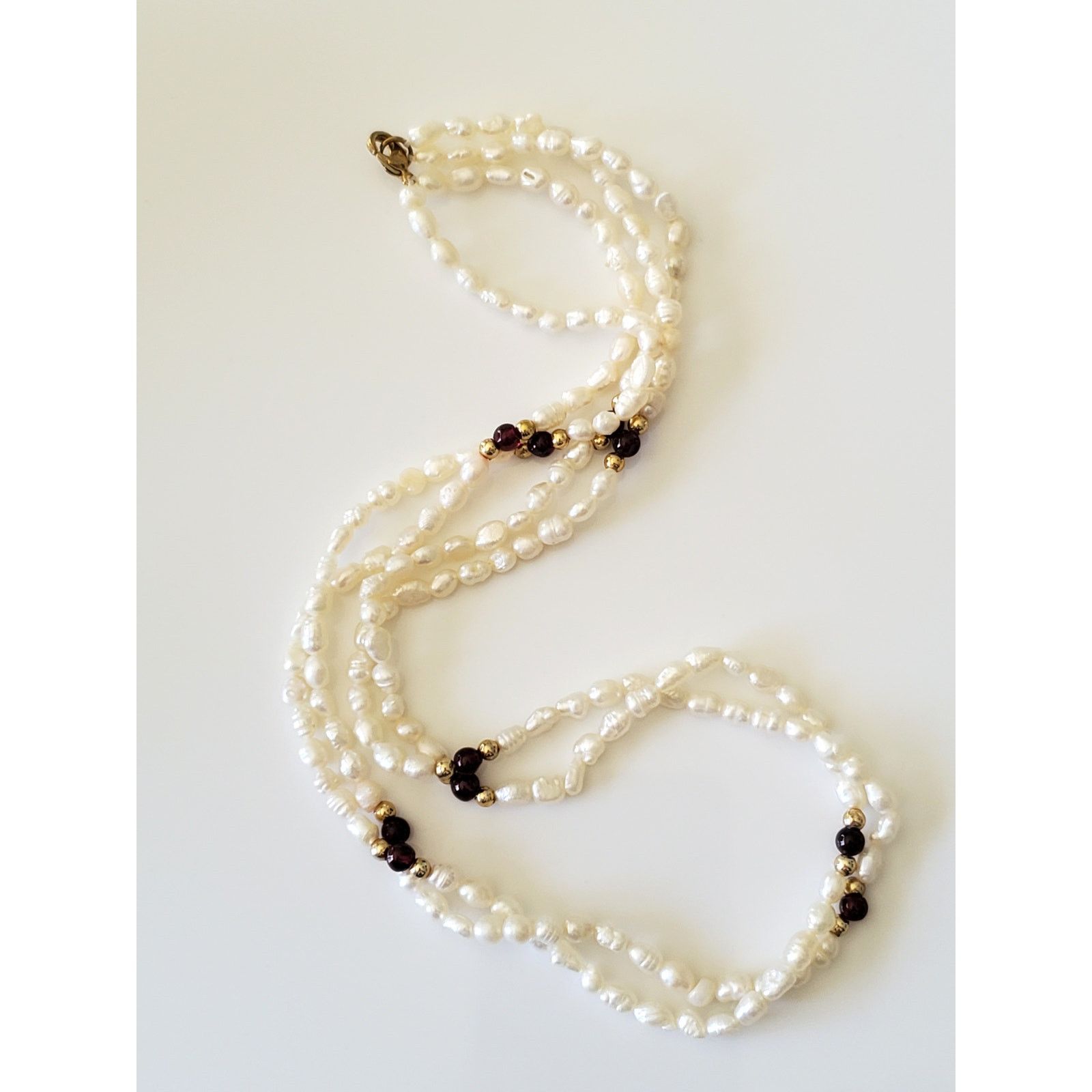 Other Vintage 18in Rice Pearl and Garnet Bead Necklace Size ONE SIZE - 2 Thumbnail