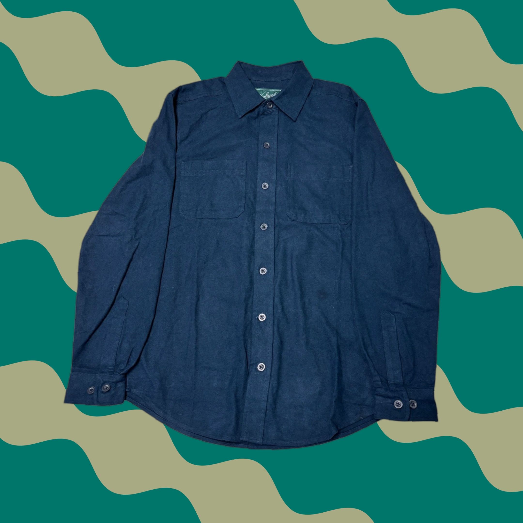 Vintage Woolrich The Green Label Mens Shirt Button-Up Long Sleeve Dark Blue Pocketed Casual Fall Winter Size US S / EU 44-46 / 1 - 1 Thumbnail
