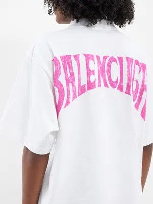 Balenciaga o1y0625 Logo Crewneck T-Shirt in White Size XS / US 0-2 / IT 36-38 - 3 Thumbnail