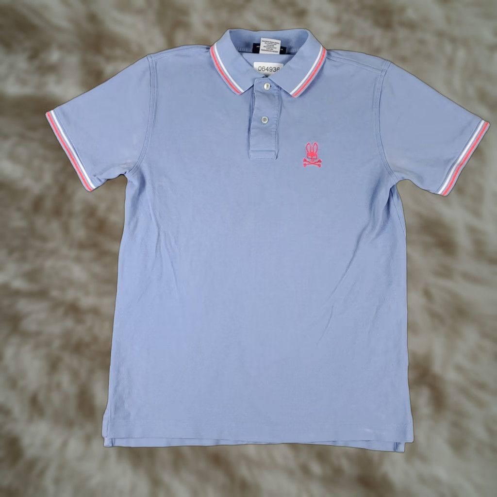 Psycho Bunny Psycho Bunny Shirt Mens Size 4 Blue Skull Crossbones Short Sleeve STAINED Size US S / EU 44-46 / 1 - 1 Thumbnail