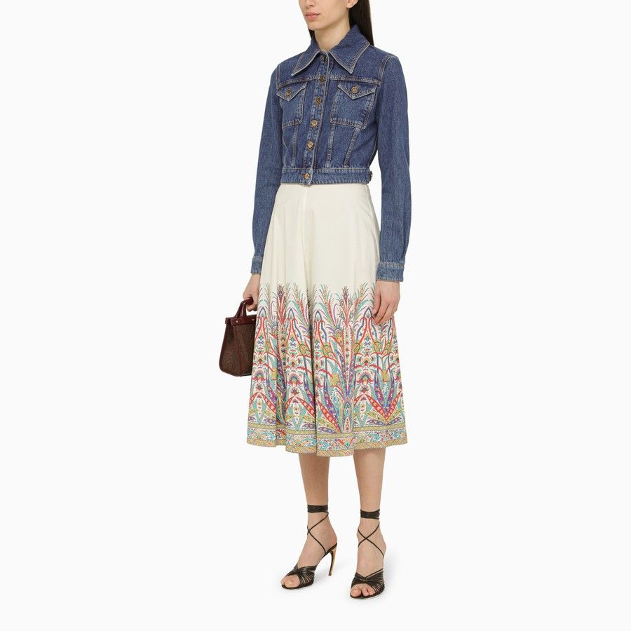 Etro o1d2blof0824 Cotton Midi Skirt in Multicolor Size 26" / US 2 / IT 38 - 2 Thumbnail