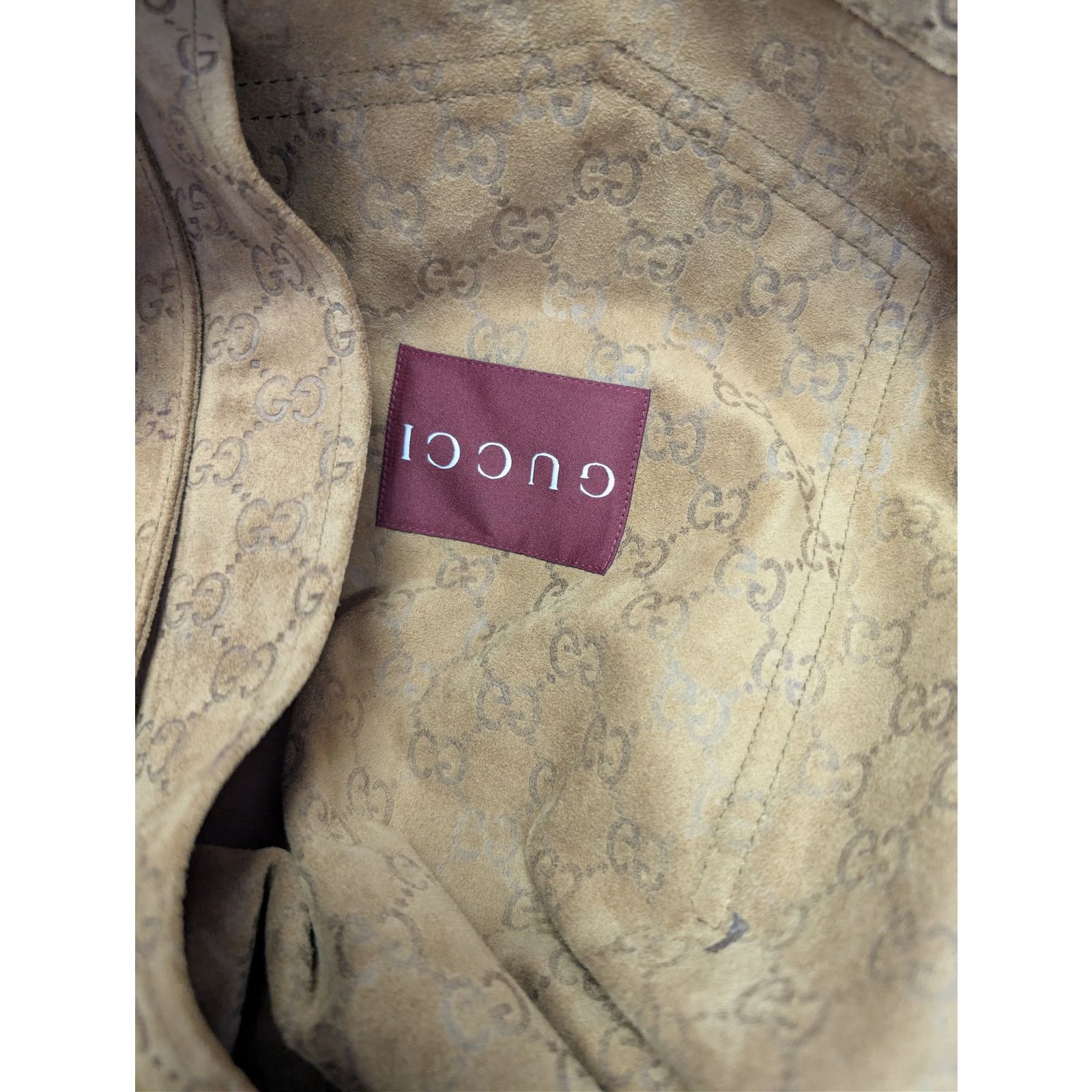Gucci o1rshd1 Embossed GG Suede Jacket in Camel / Beige Size US M / EU 48-50 / 2 - 18 Thumbnail