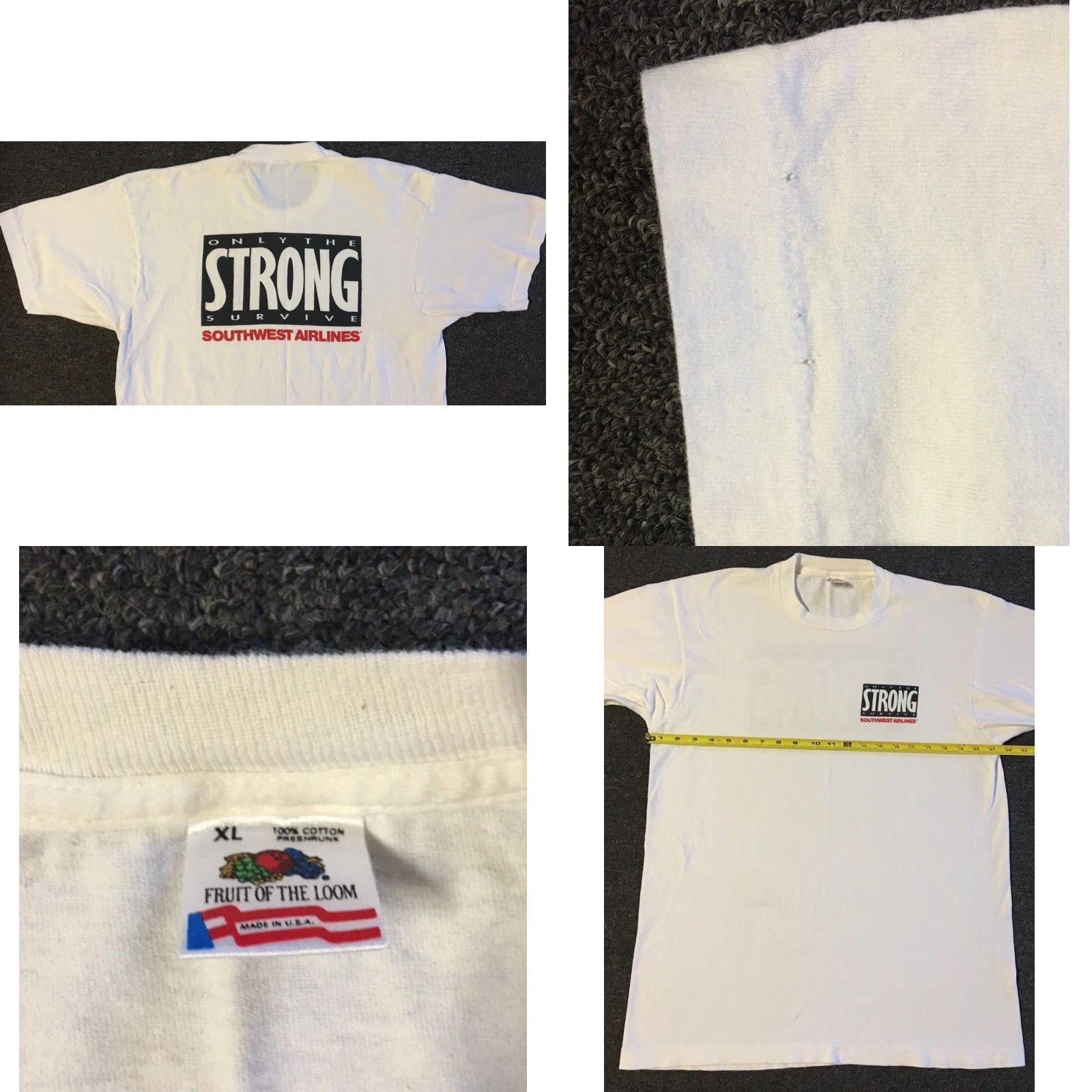 Vintage VINTAGE Southwest Airlines Only The Strong Survive Faded Shirt XL White Graphic Tee Mens 90s JuMbo Size US XL / EU 56 / 4 - 10 Thumbnail
