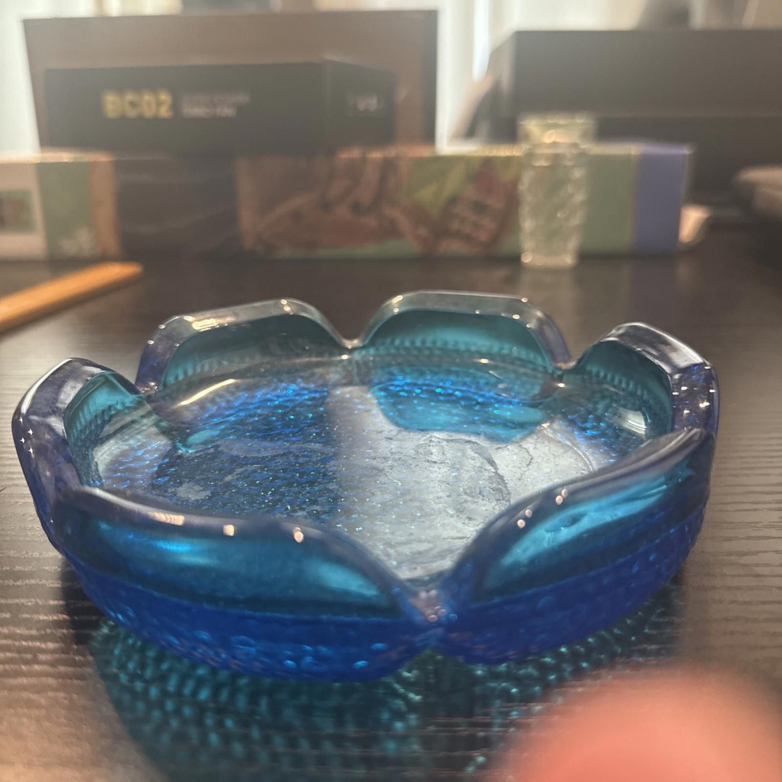 Designer Vintage Anchor and Hocking cobalt Blue Glass Ash Tray Size ONE SIZE - 2 Thumbnail
