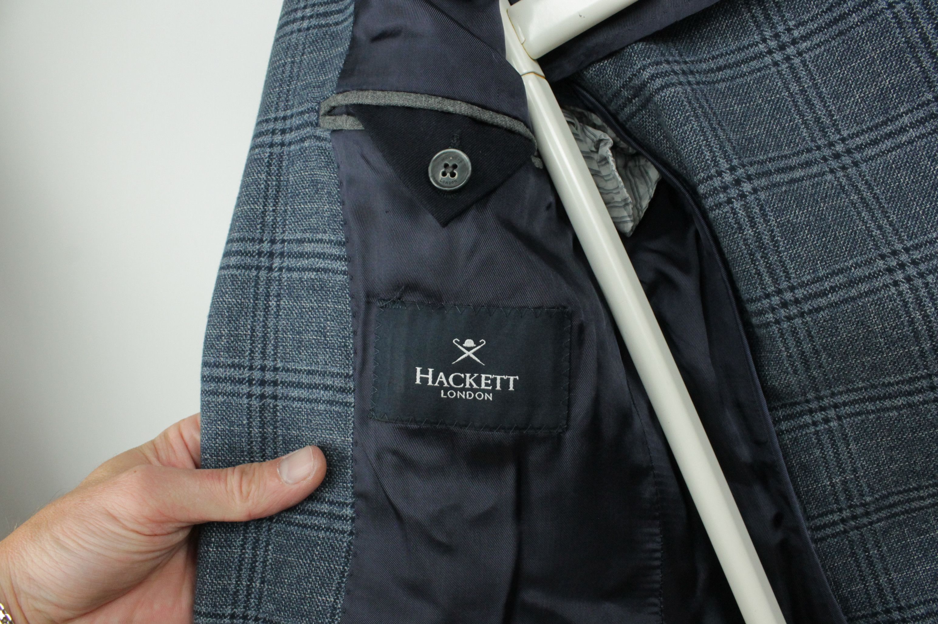 Hackett Hackett London Brushed Blue Cheked Cotton Blazer Jacket Size US M / EU 48-50 / 2 - 7 Thumbnail
