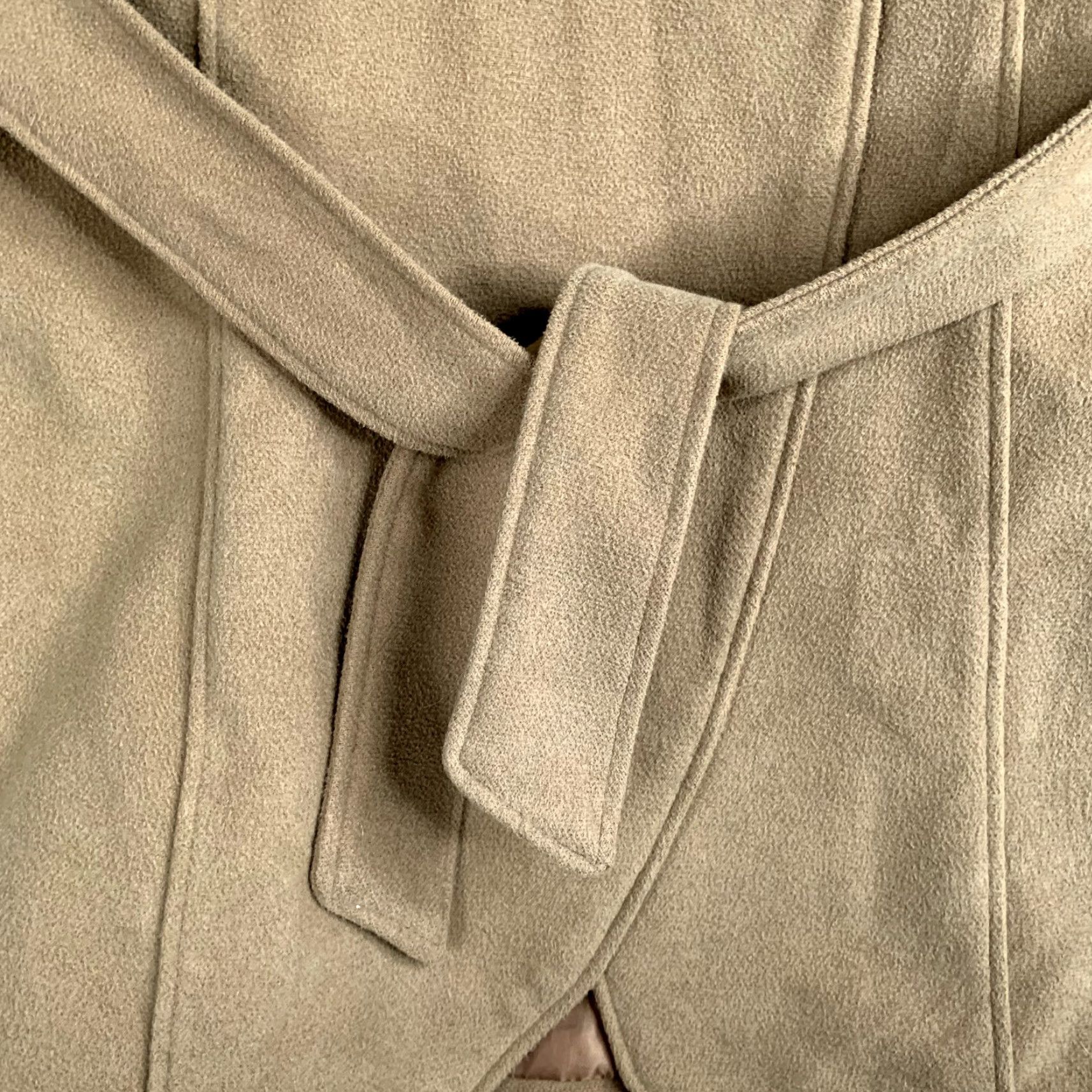 Vintage Rue 21 Coat Womens M Tan Long Cross Over Button Belted Lined Hat? Size M / US 6-8 / IT 42-44 - 3 Thumbnail