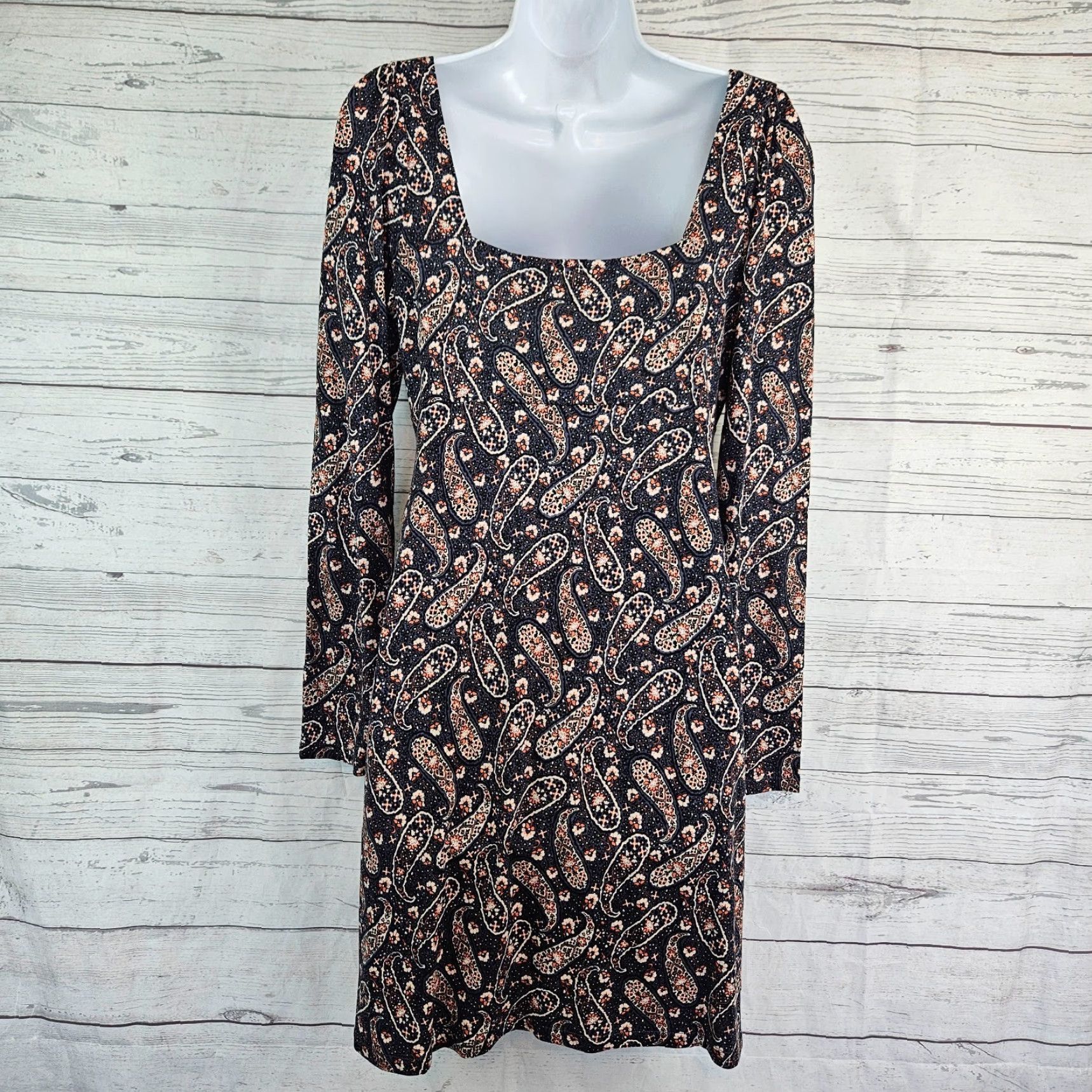Boden Boden Womens Sweetheart Jersey Mini Dress Sz 8 Blue Paisley Long Sleeve Size M / US 6-8 / IT 42-44 - 3 Thumbnail